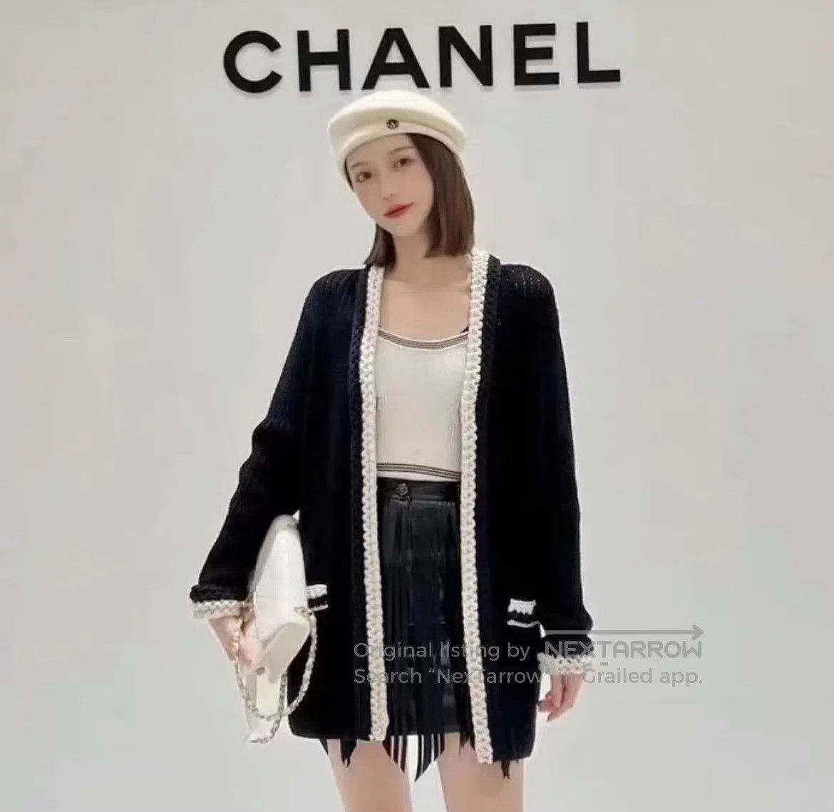 Chanel Chanel Black and white color combination; knitted cardigan Size L / US 10 / IT 46 - 1 Thumbnail