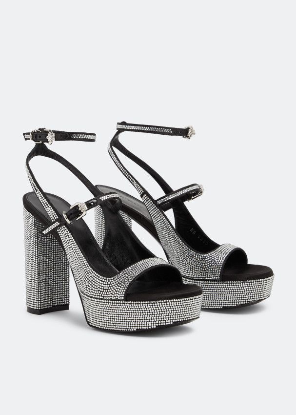 Givenchy o1srvl11e1224 Voyou Platform Sandals in Black/Silver Size US 7 / IT 37 - 4 Thumbnail