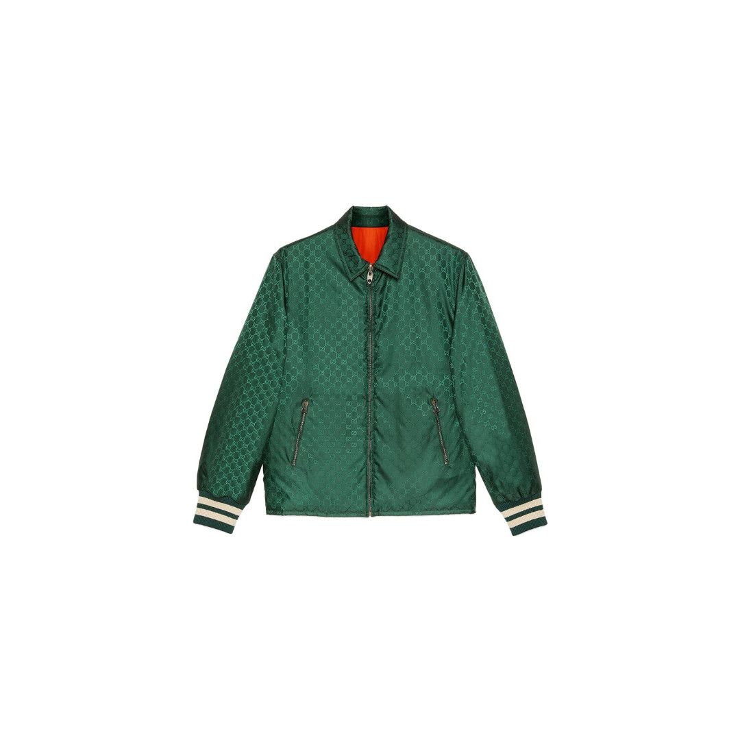 Gucci oc11z1025 Monogram-Pattern Zip-Fastening Jacket in Green Size US L / EU 52-54 / 3 - 1 Thumbnail