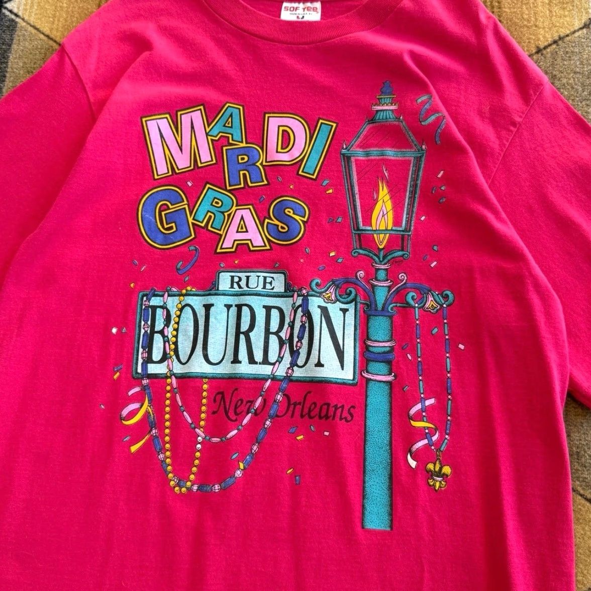 TEE JAYS VINTAGE 90s Mardi Gras Bourbon Street New Orleans Tee Jays T-Shirt L Pink Men Short Sleeve Size Large Party Beer 90s Womens Mens Girls Boys Size US L / EU 52-54 / 3 - 4 Thumbnail