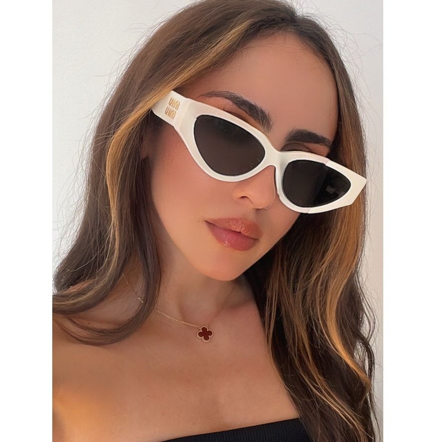 Miu miu white cat eye sunglasses hotsell