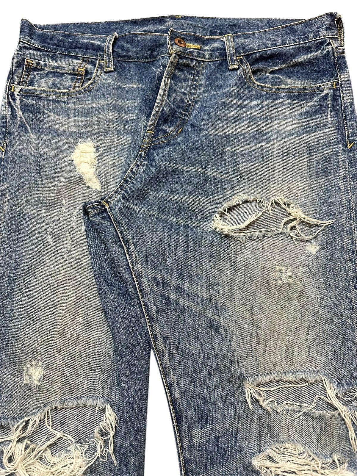 14th Addiction Vintage Japanese Brand Blue Faded Wash Distressed Jeans Size US 34 / EU 50 - 4 Thumbnail
