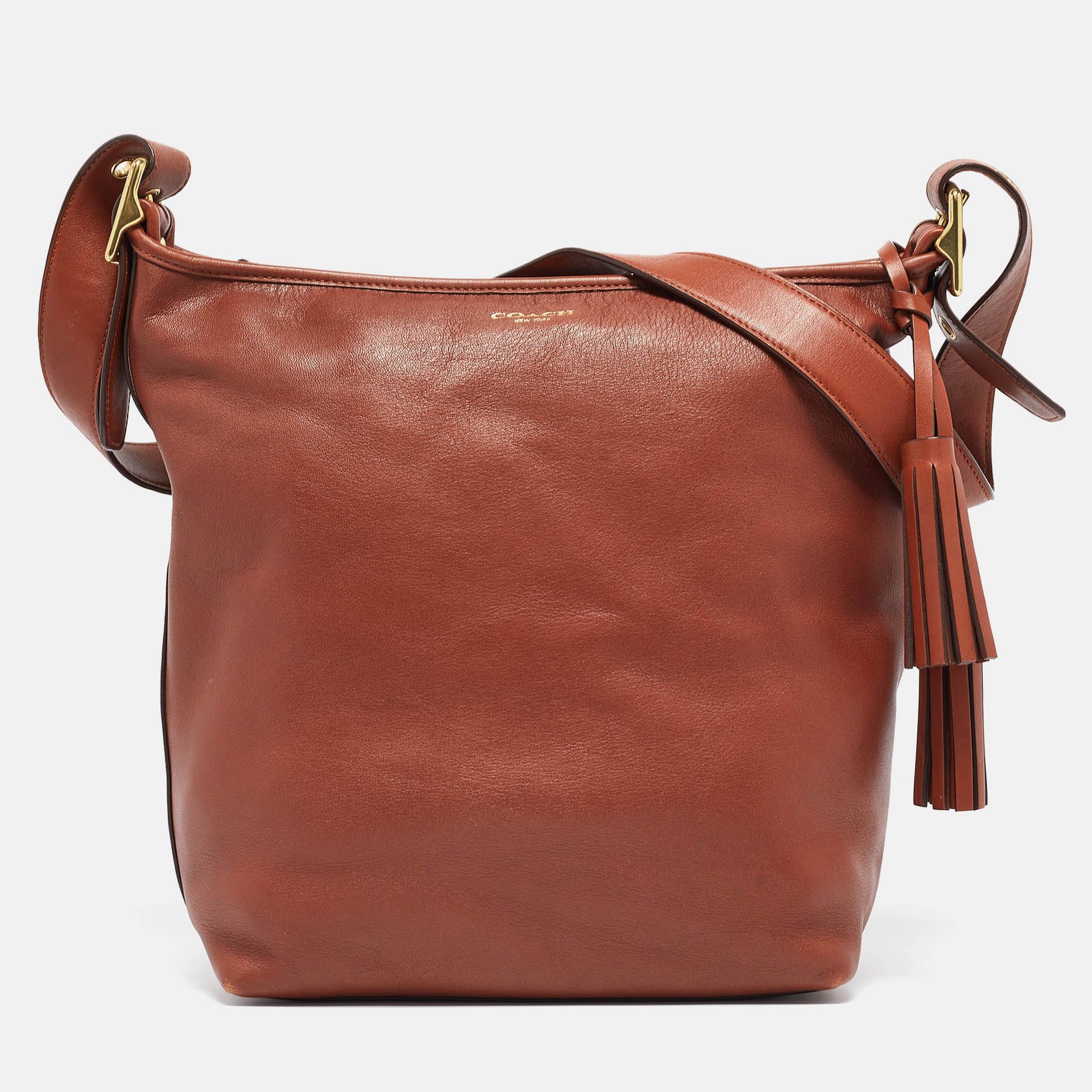 image of Coach Dark Brown Leather Legacy Tassel Crossbody Bag, Women's