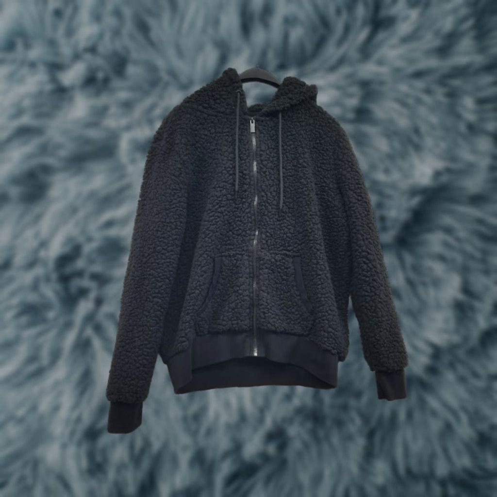 Vintage Marc New York Jacket Womens Large Black Sherpa Full Zip Long Sleeve Hooded Size L / US 10 / IT 46 - 1 Thumbnail