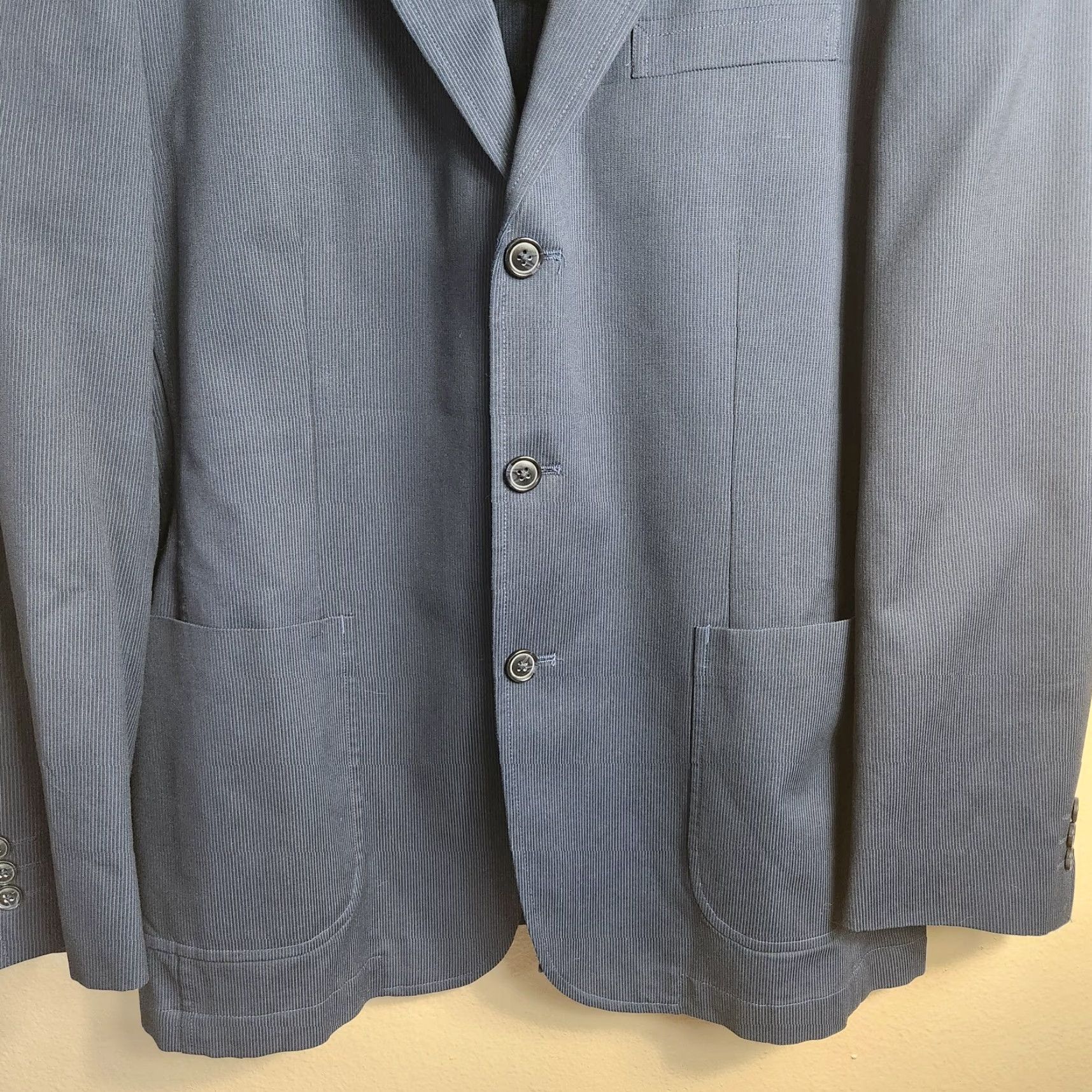 Vintage Alex Cannon Sport Coat Blazer |XL| Navy Cotton Polyester 3 Button Notch Lapel Single-Breasted Men's Coat Size 46R - 2 Thumbnail