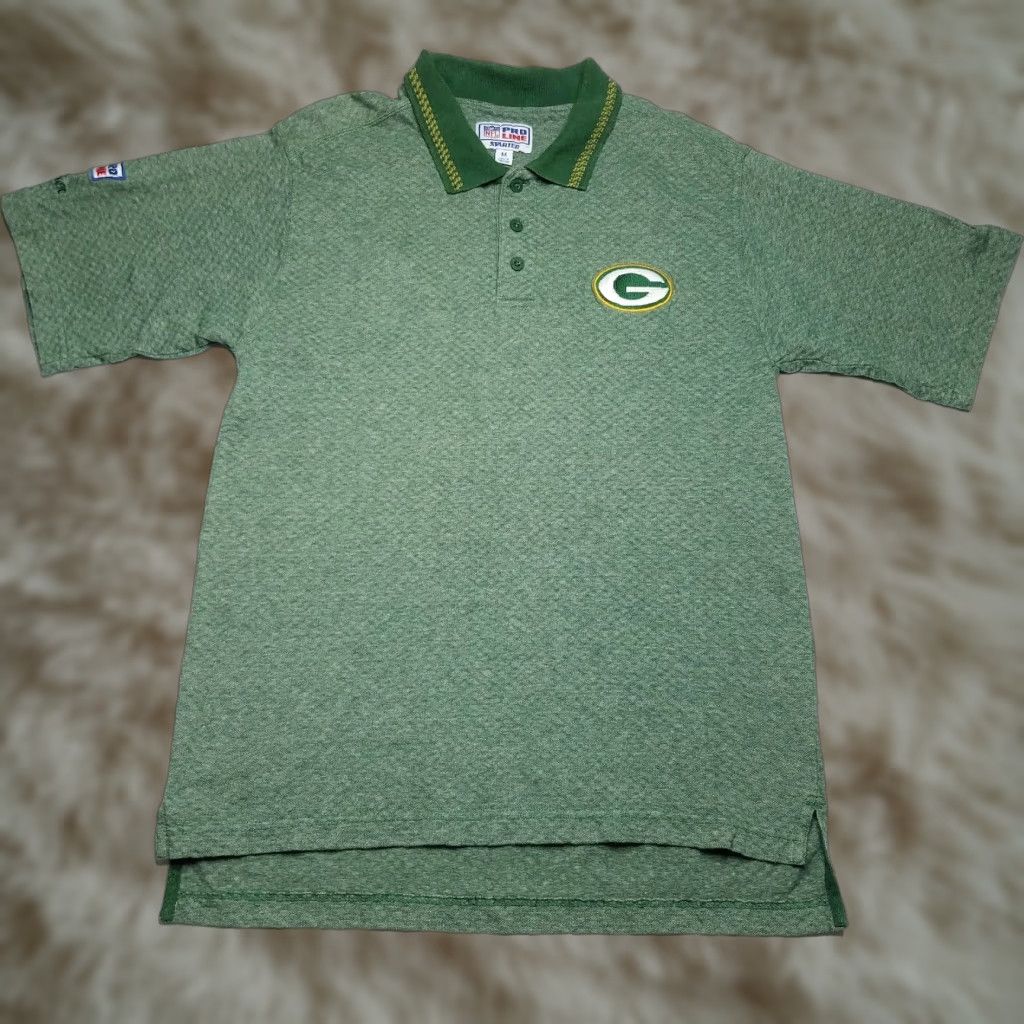 Starter VINTAGE Green Bay Packers Starter Polo Shirt Adult Medium Green 100% Cotton NFL Pro Line Mens Size US M / EU 48-50 / 2 - 1 Thumbnail