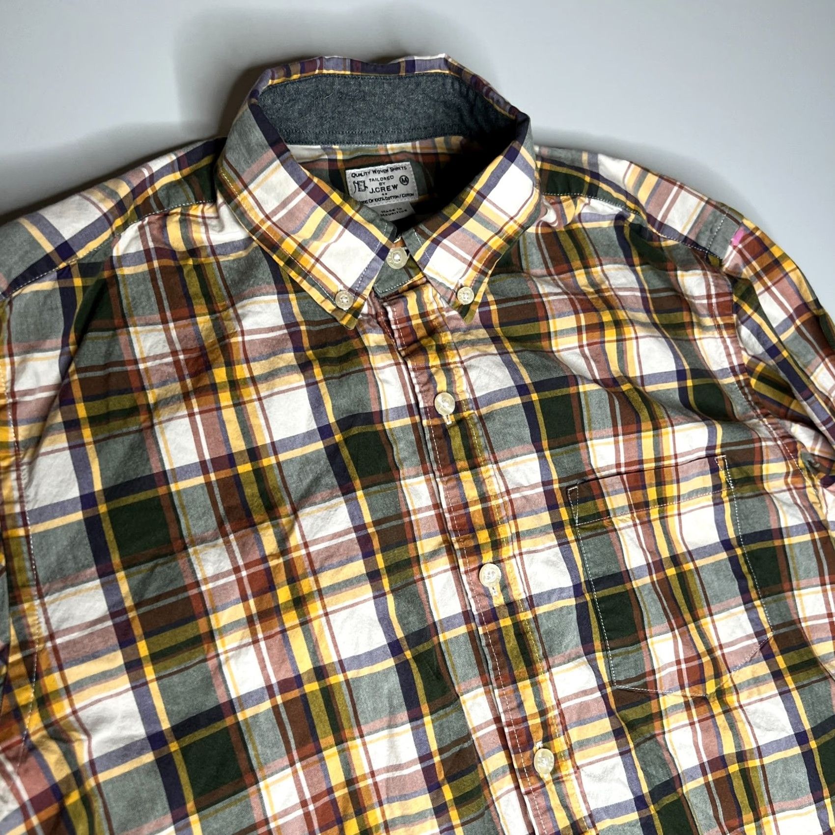 J.Crew J.CREW Tailored Shirt Mens M Yellow Green Plaid Cotton Button-Down Long Sleeve Size US M / EU 48-50 / 2 - 6 Thumbnail