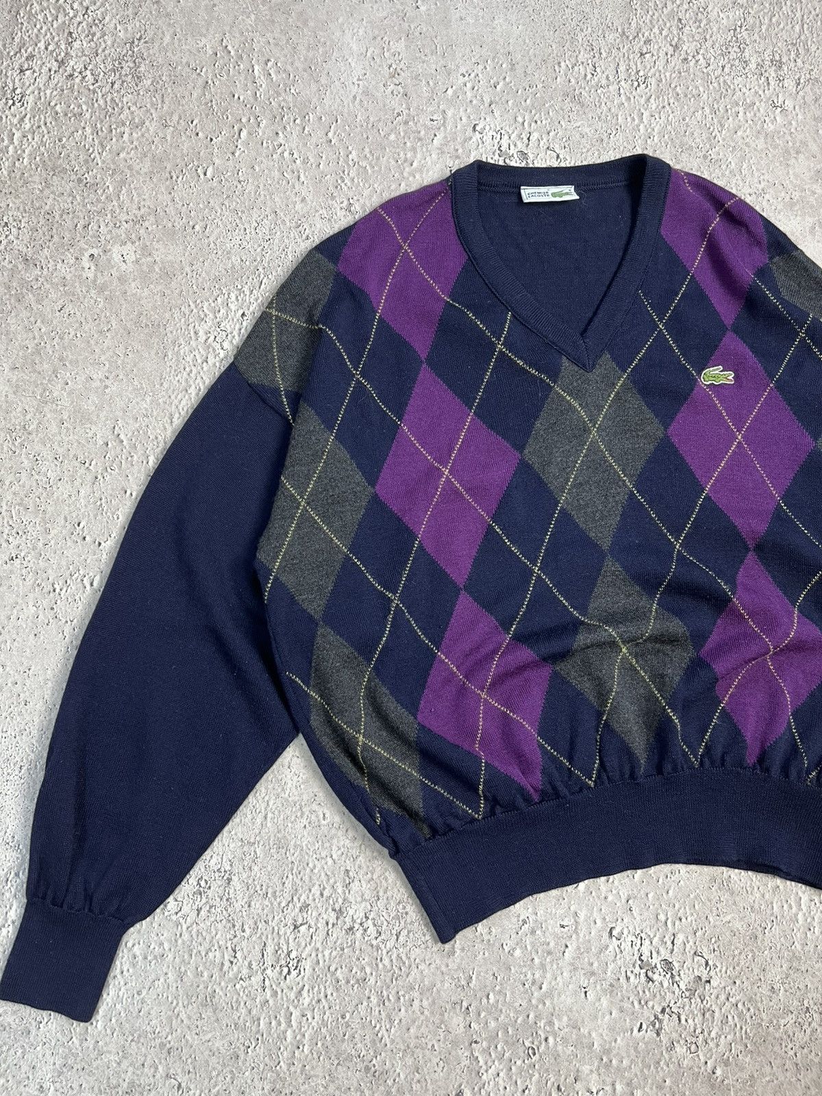 Lacoste × Vintage Vintage Lacoste Knit Wool Vneck Cardigan Sweater Size US M / EU 48-50 / 2 - 3 Thumbnail