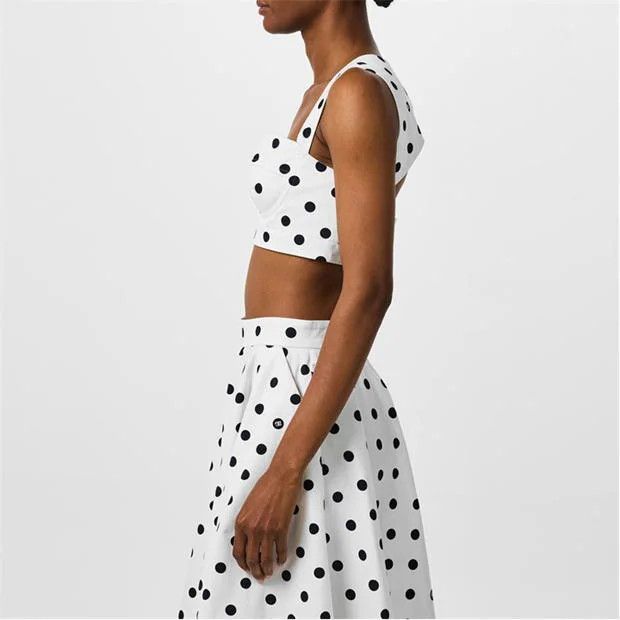 Dolce & Gabbana o1g2r1mq1024 Polka Crop Top in Bianco & Black Size M / US 6-8 / IT 42-44 - 4 Thumbnail