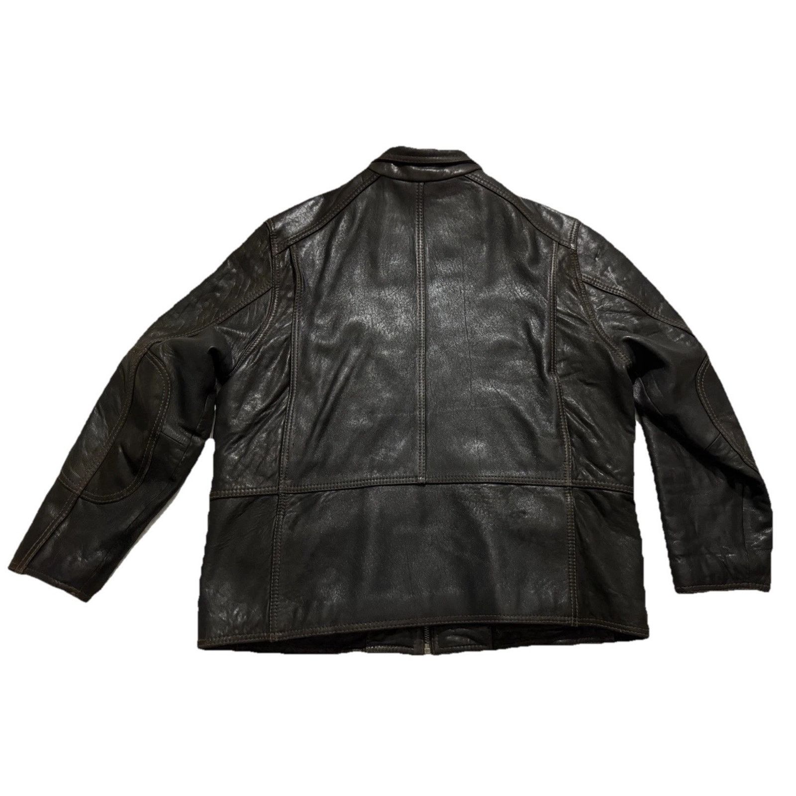 Andrew Marc Vintage Andrew Marc New York Brown Leather Biker Jacket Mens Size US XL / EU 56 / 4 - 5 Thumbnail