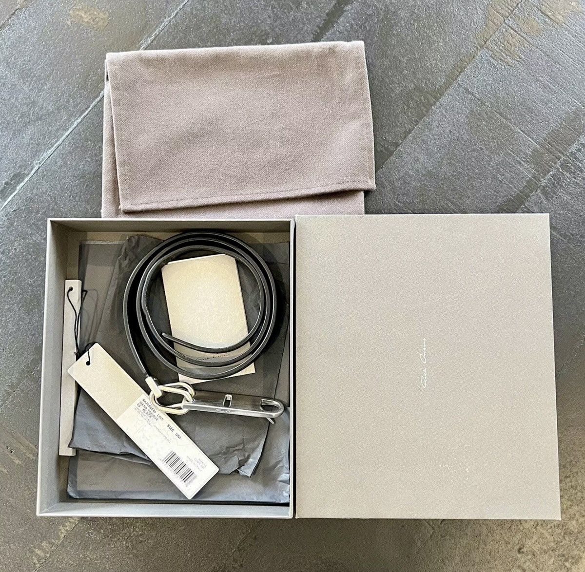 Rick Owens New/Box TECUATL Black Cow Bull Tongue Leather XL Long Belt Size ONE SIZE - 14 Thumbnail