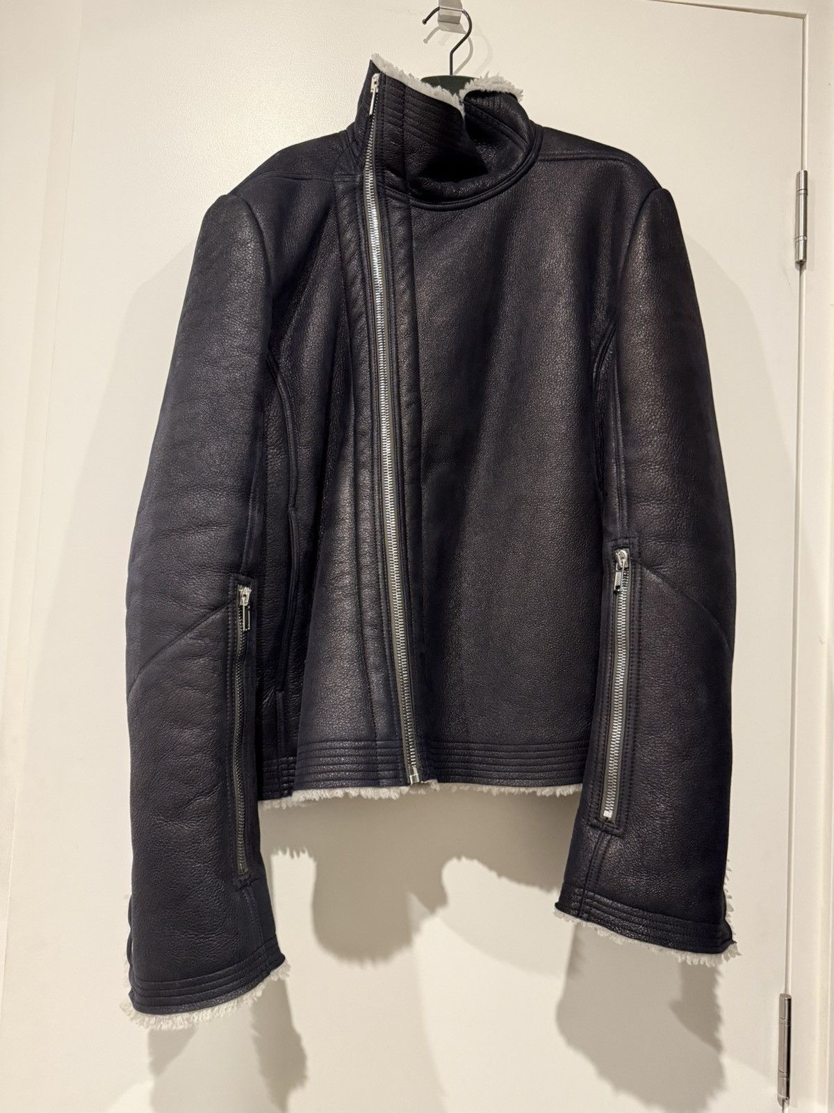 Rick Owens Shearling Bauhaus Leather Jacket Strobe F/W22 Size US L / EU 52-54 / 3 - 2 Thumbnail