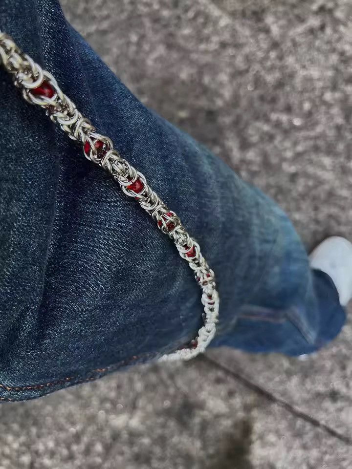 Jean Snake Bone Clamp Red Beads Pants Chain Size ONE SIZE - 2 Thumbnail