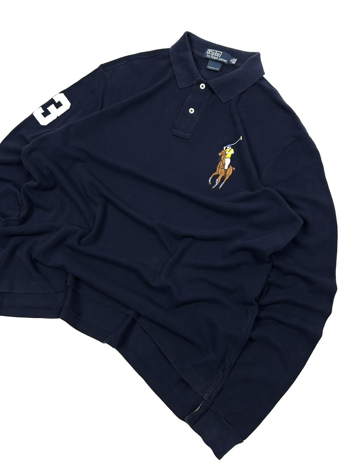 Polo Ralph Lauren Vintage Ralph Lauren Polo #3 Rugby Long Sleeve Shirt Navy XL Size US XL / EU 56 / 4 - 3 Thumbnail