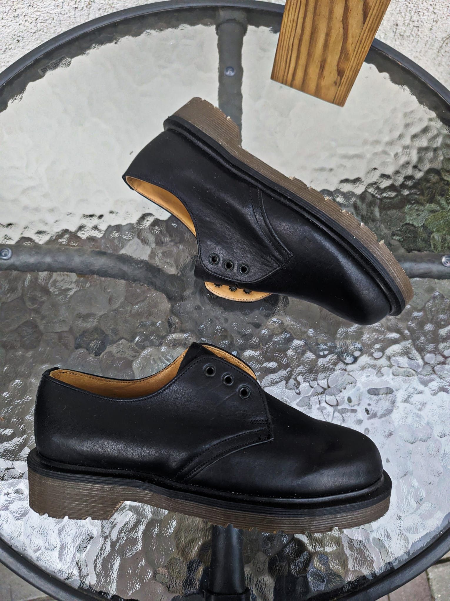 dr martens black leather shoes made in england vintage