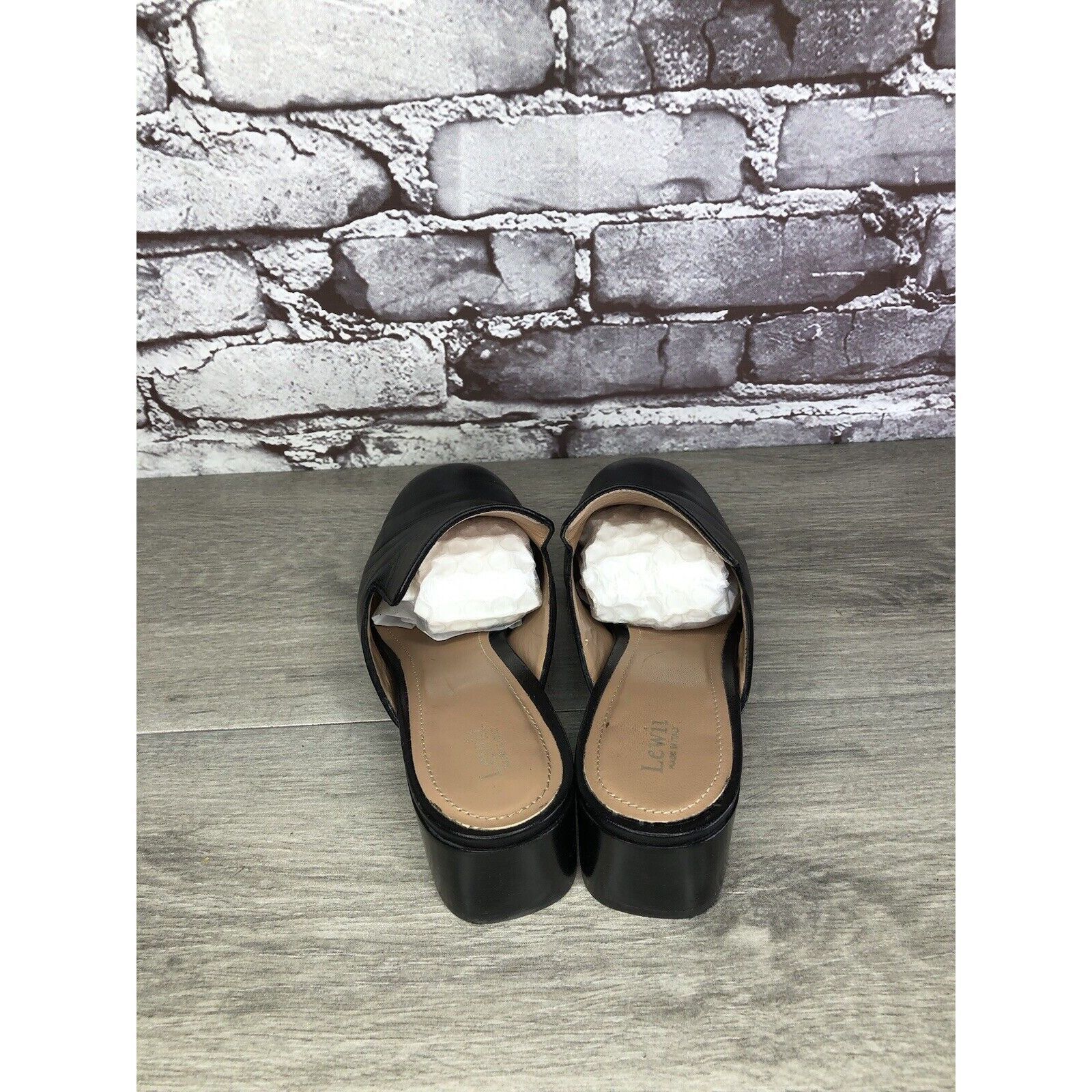 Other Lewit Black Leather Slip On Block Heel Mules Dress Shoes Wom Size US 7 / IT 37 - 14 Thumbnail