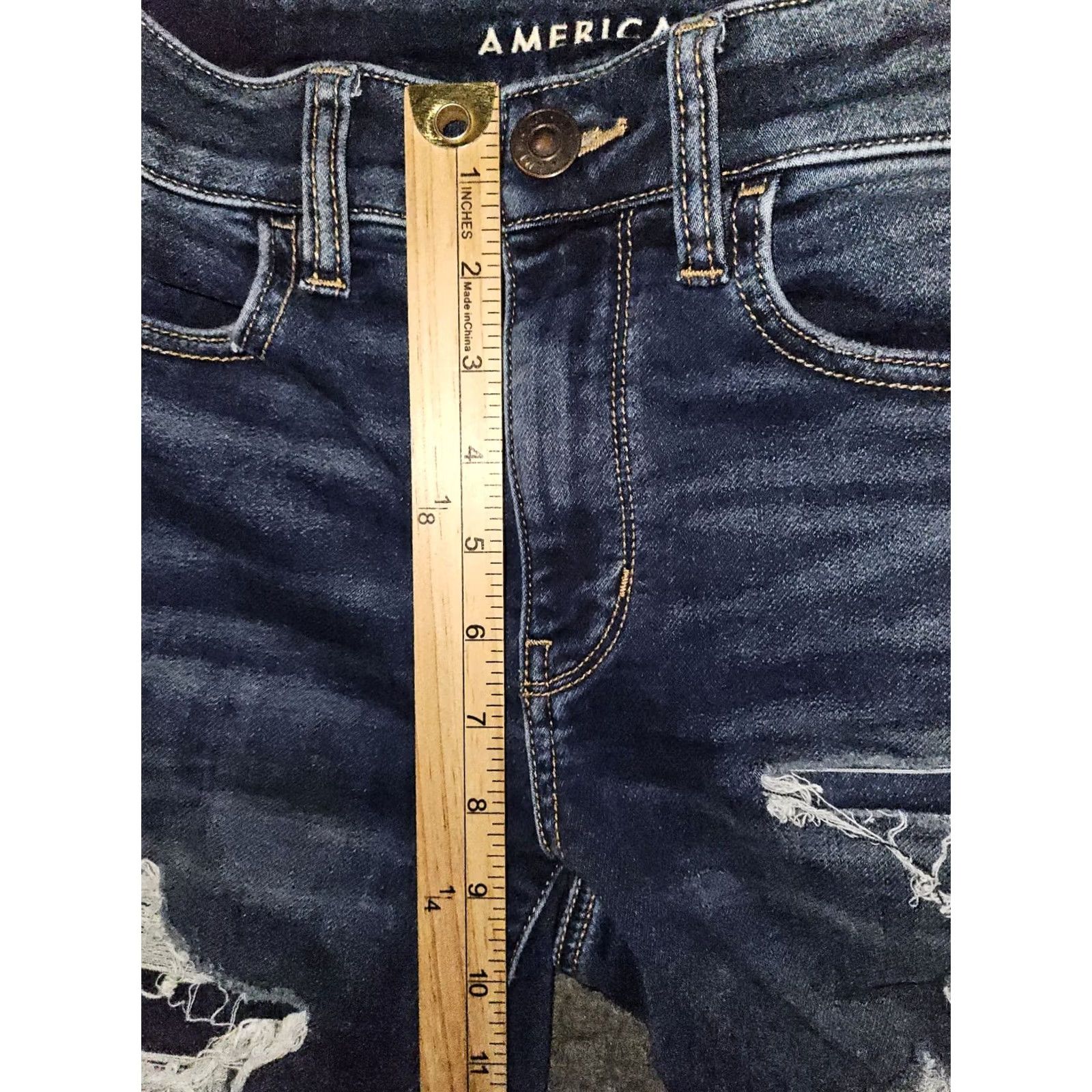 American Eagle Outfitters American Eagle High Rise Jeans Womens 6 Regular Distressed Stretch Preppy Size 28" / US 6 / IT 42 - 6 Thumbnail