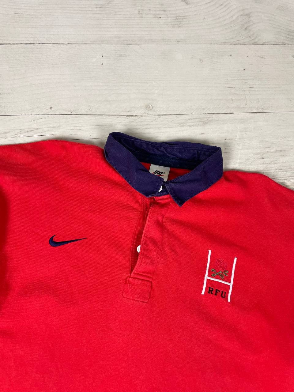 Nike Vintage NIKE RFU England Rugby Union Long Sleeve Shirt 90s Size US L / EU 52-54 / 3 - 2 Thumbnail