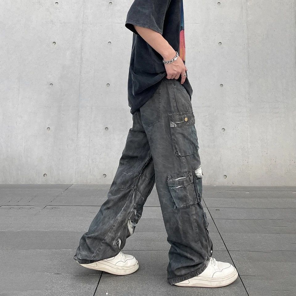 Cargo Jeans Multi-pocket Baggy Denim Pants Straight-leg