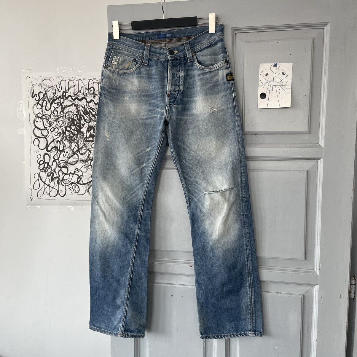 G-Star × Vintage Vintage 00’s G-star RAW Distressed Denim Pants Y2K Size US 32 / EU 48 - 2 Thumbnail