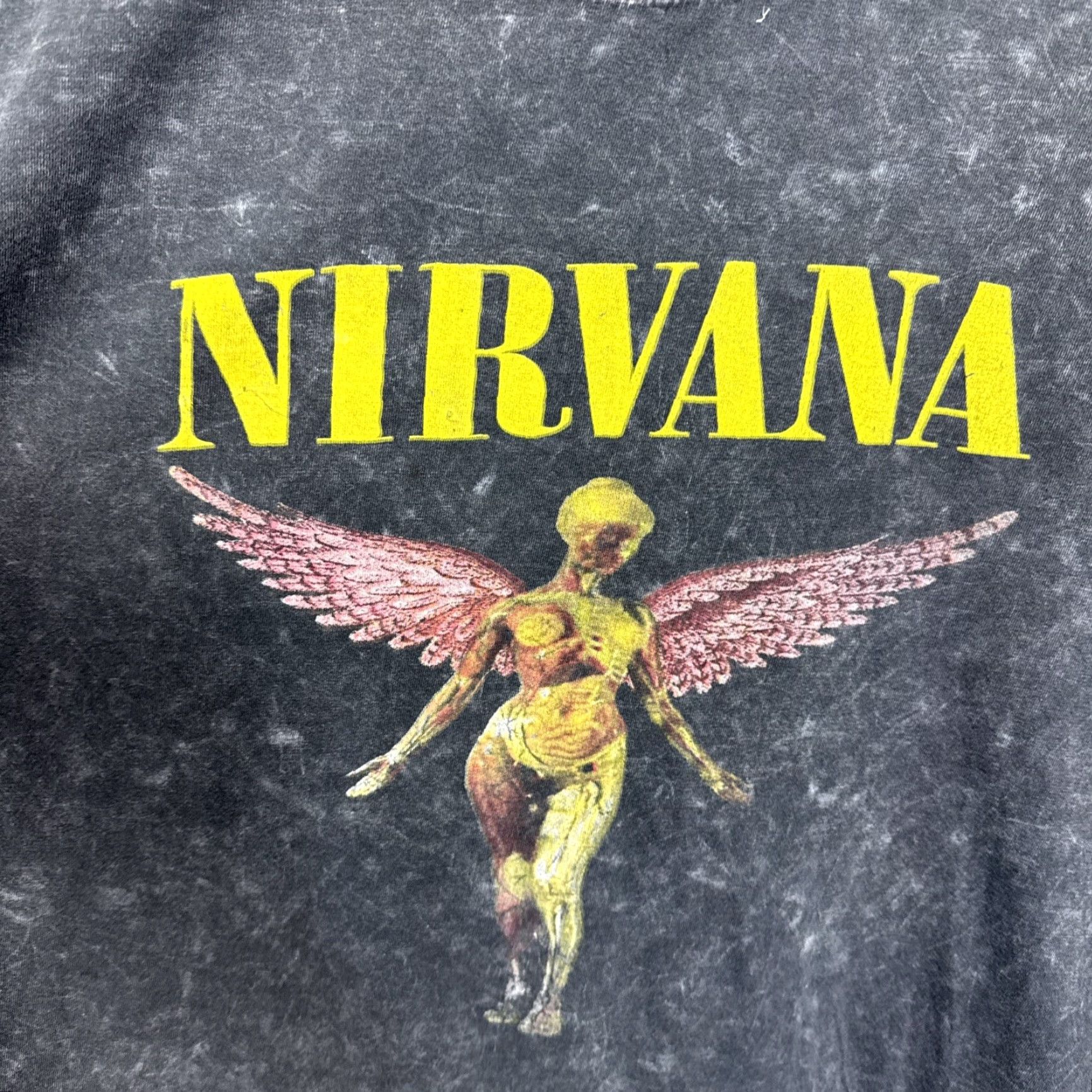 Vintage Vintage Nirvana T Shirt Black Large Acid Wash Faded In Utero Spellout Graphic Print Crew Neck Short Sleeve Logo Accent Men Size US L / EU 52-54 / 3 - 7 Thumbnail
