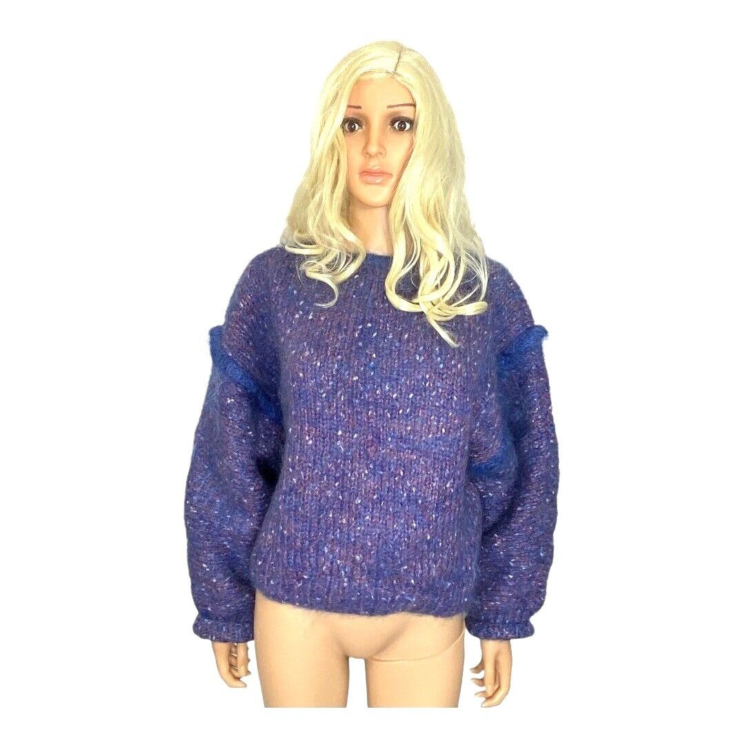 Handmade Hand Knit W's M/L Mohair Wool Oversized Sweater Drop Sleeve Size ONE SIZE - 9 Thumbnail