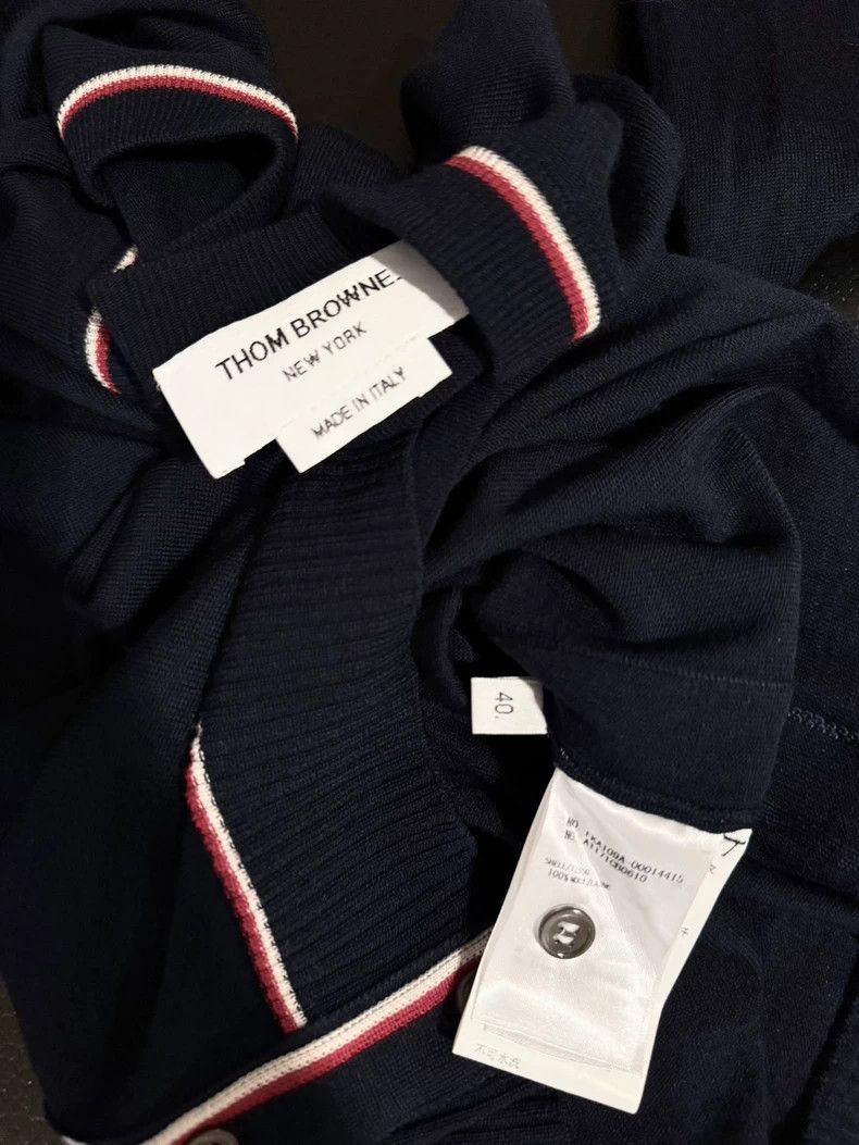 Thom Browne Thom Browne size40 Thin knit sweater in dark blue Size US XXS / EU 40 - 3 Thumbnail
