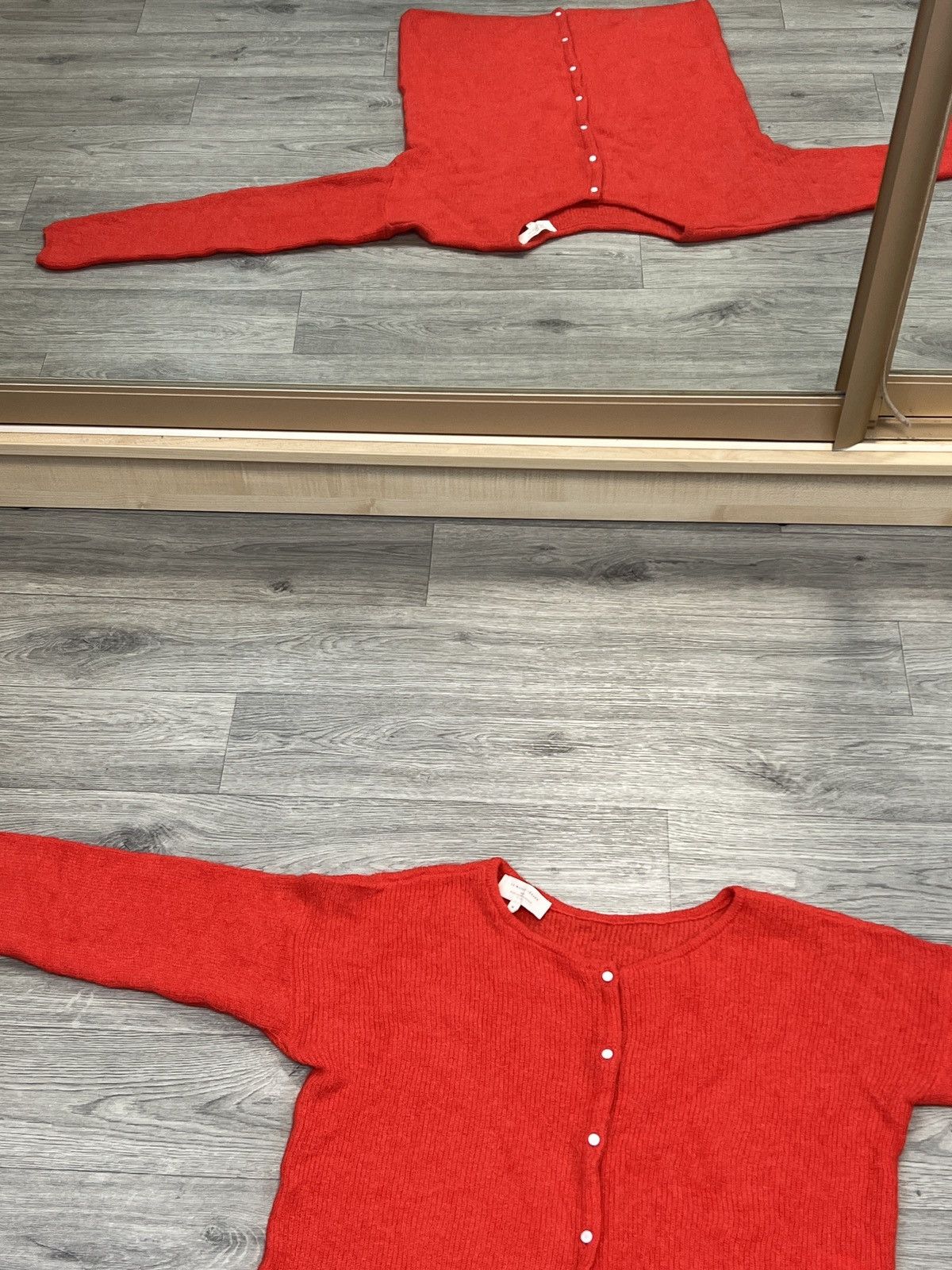 Sezane Women's Sezane Red Mohair-alpaca Rib-knit Cardigan Size M / US 6-8 / IT 42-44 - 4 Thumbnail