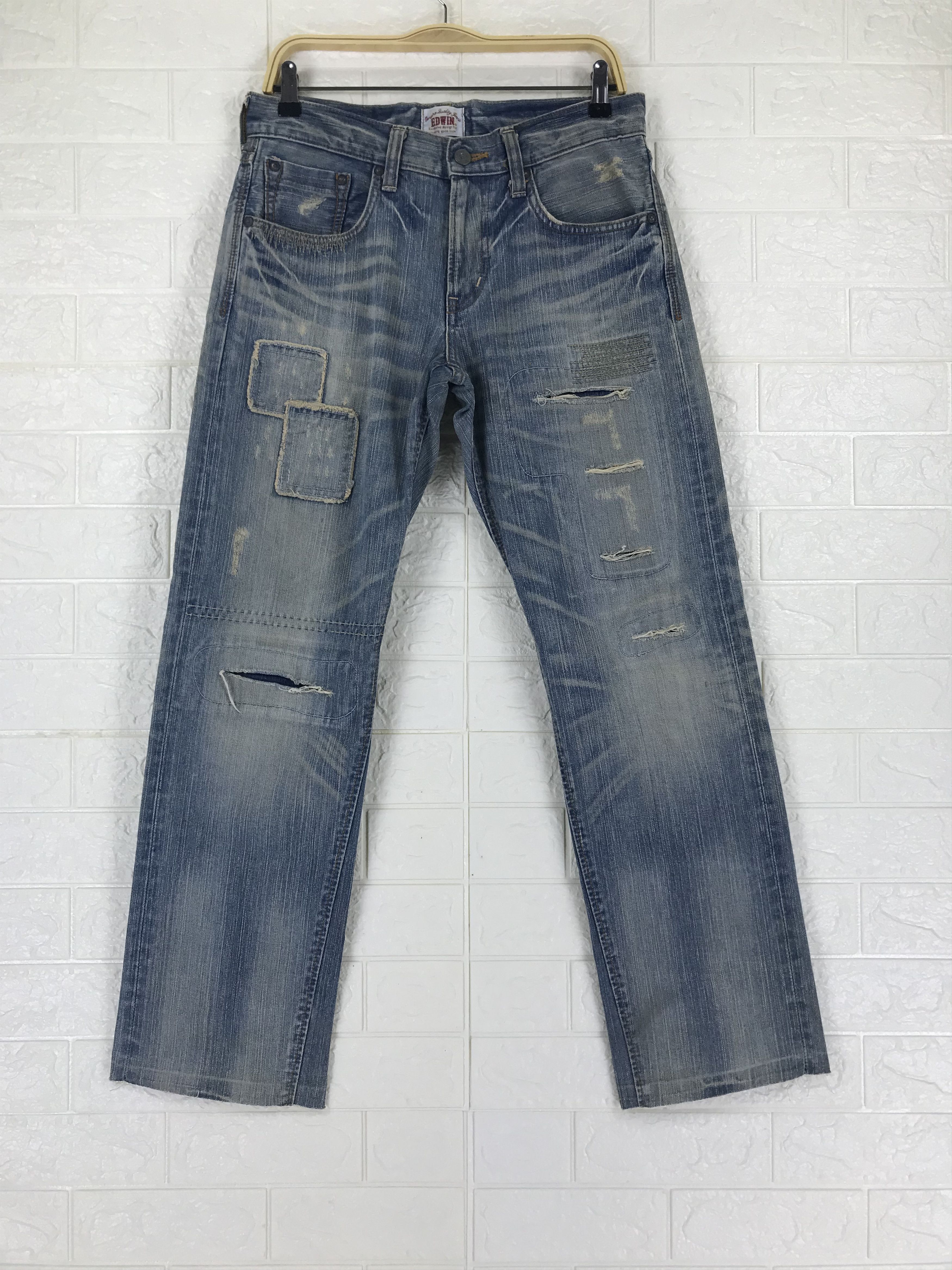 Edwin Vintage Edwin 403 XV Patched Jeans Distressed Denim Size US 30 / EU 46 - 1 Thumbnail