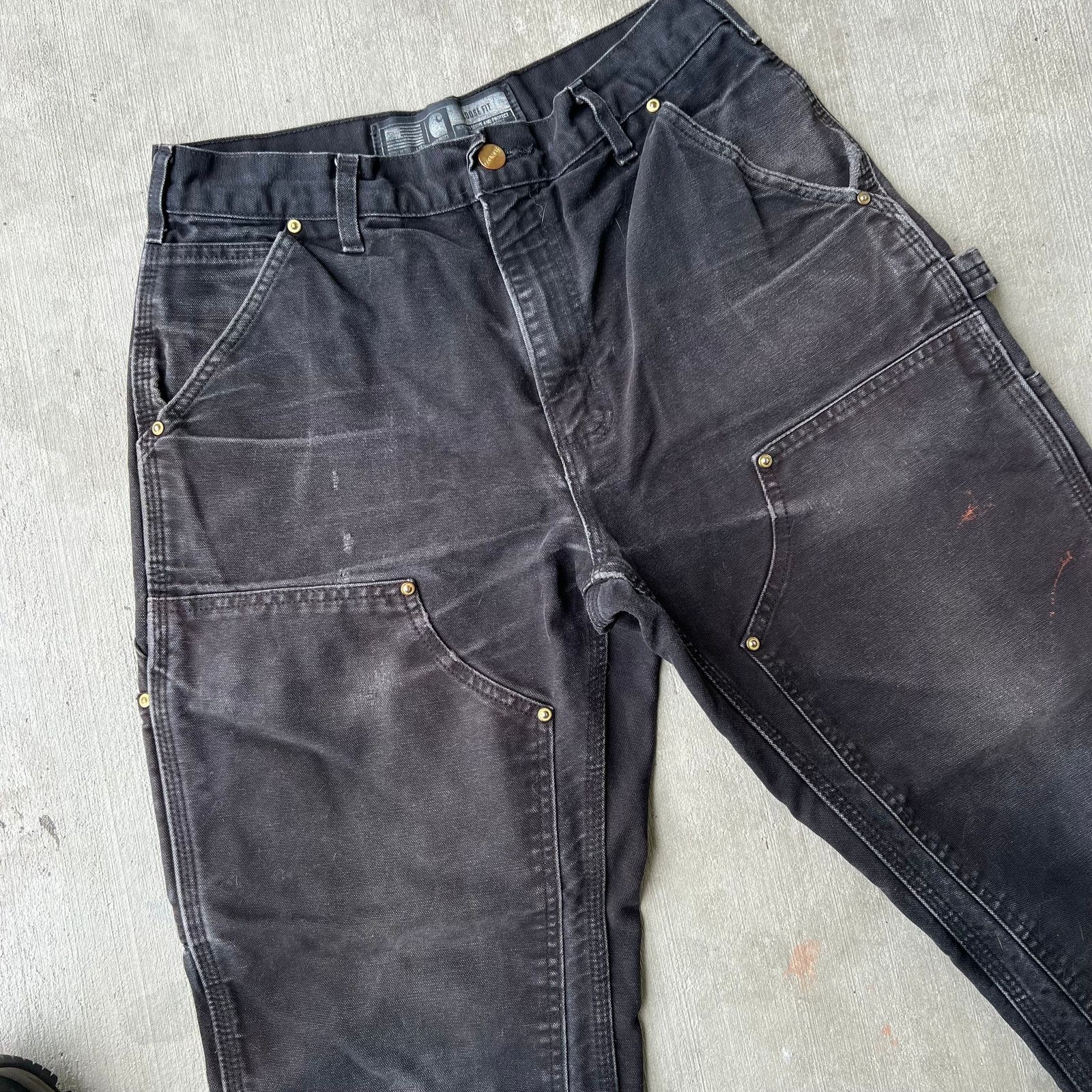 Carhartt × Vintage Carhartt faded black double knee work wear carpenter pants Size US 29 - 3 Thumbnail