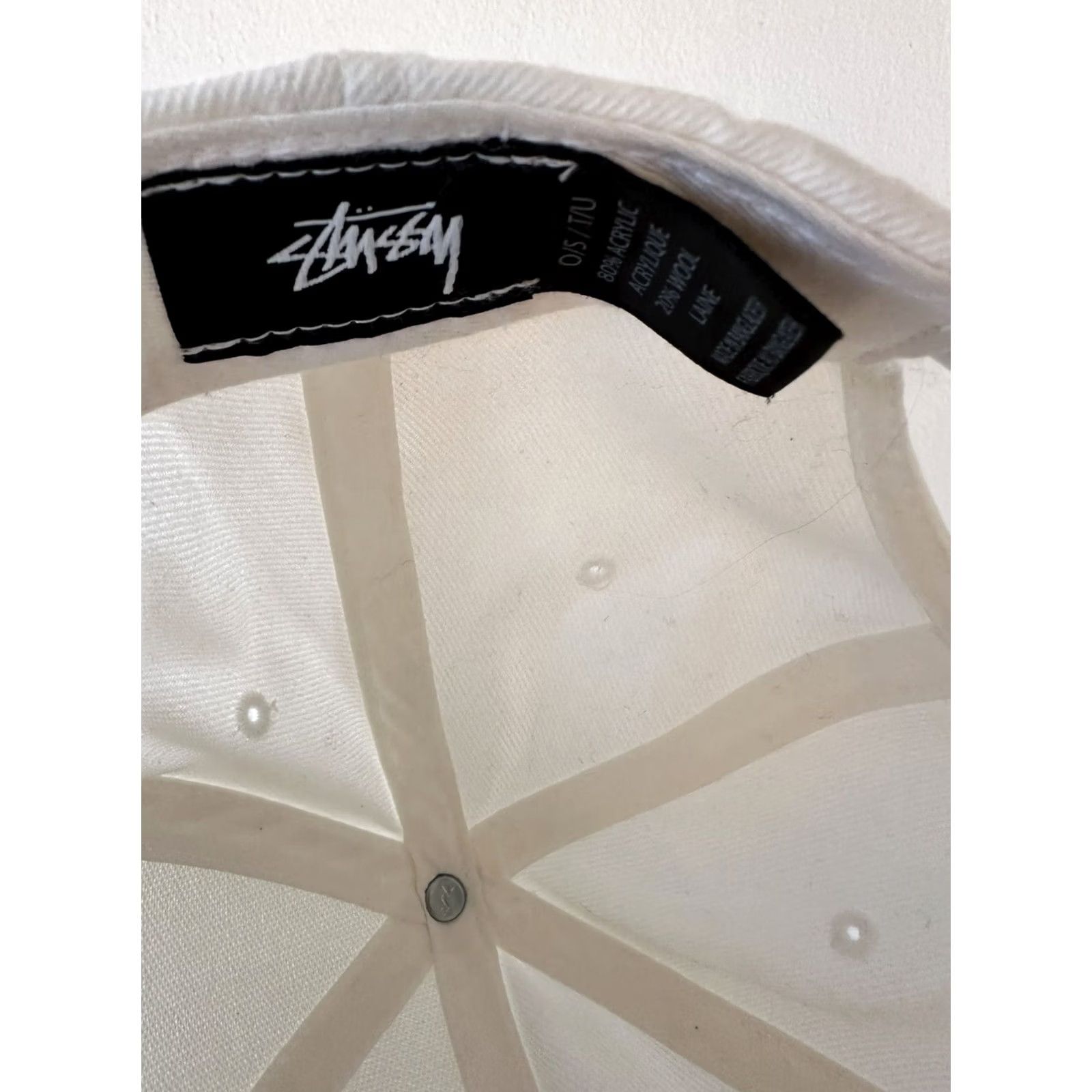 Logo 7 VINTAGE Stussy Logo Embroidered Big Logo Snapback Spellout White Black Hat Mens One Size White USA Hat Size ONE SIZE - 6 Thumbnail