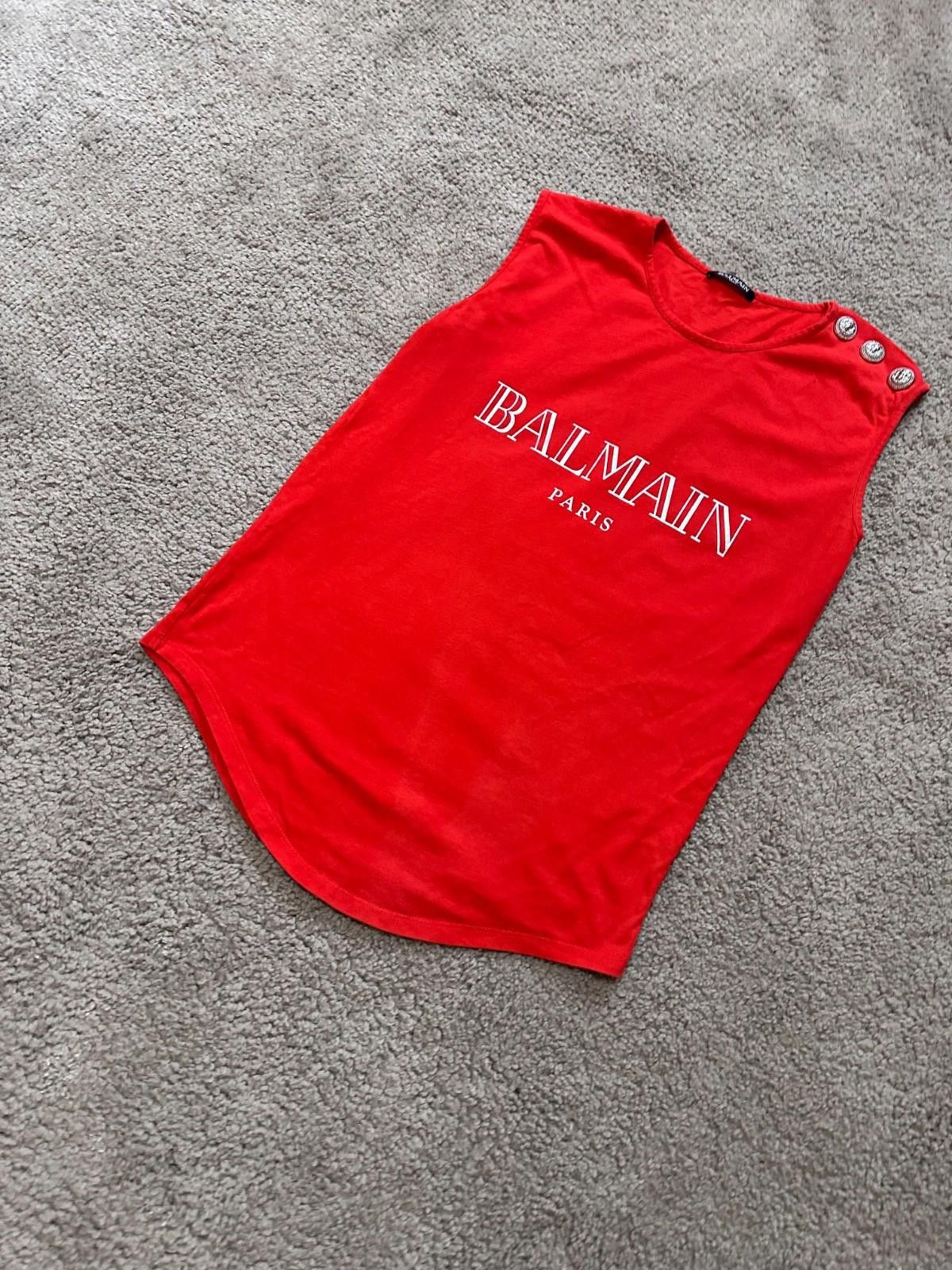 Balmain Balmain Women’s 3 Button Red Logo Tank Top Size 36 Size M / US 6-8 / IT 42-44 - 2 Thumbnail