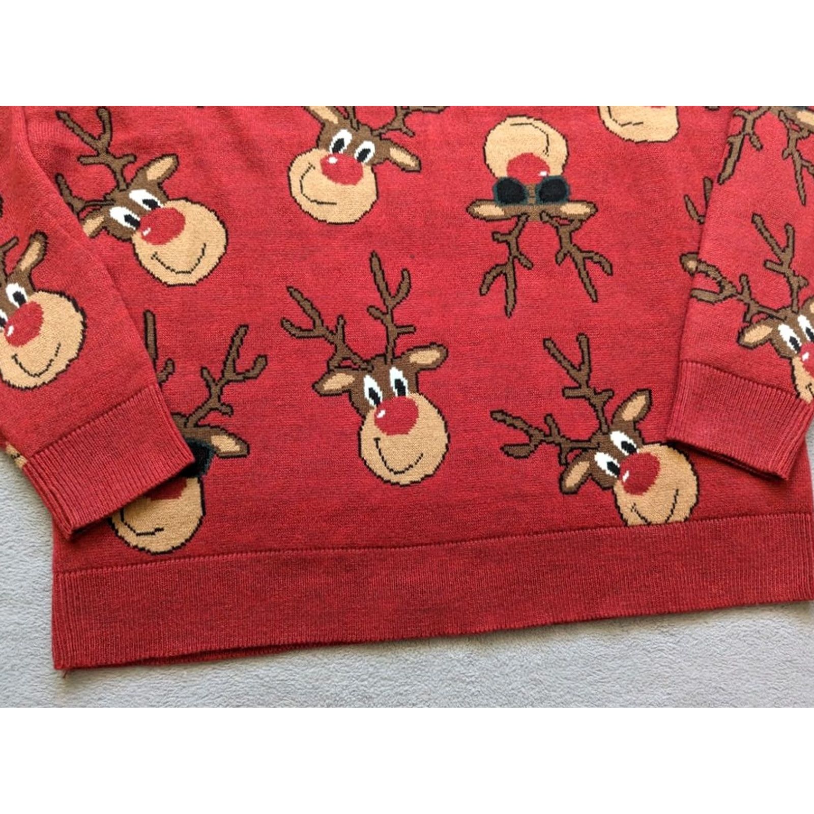 George George Christmas Rudolph Deer Sweater Men L Red Size US L / EU 52-54 / 3 - 6 Thumbnail