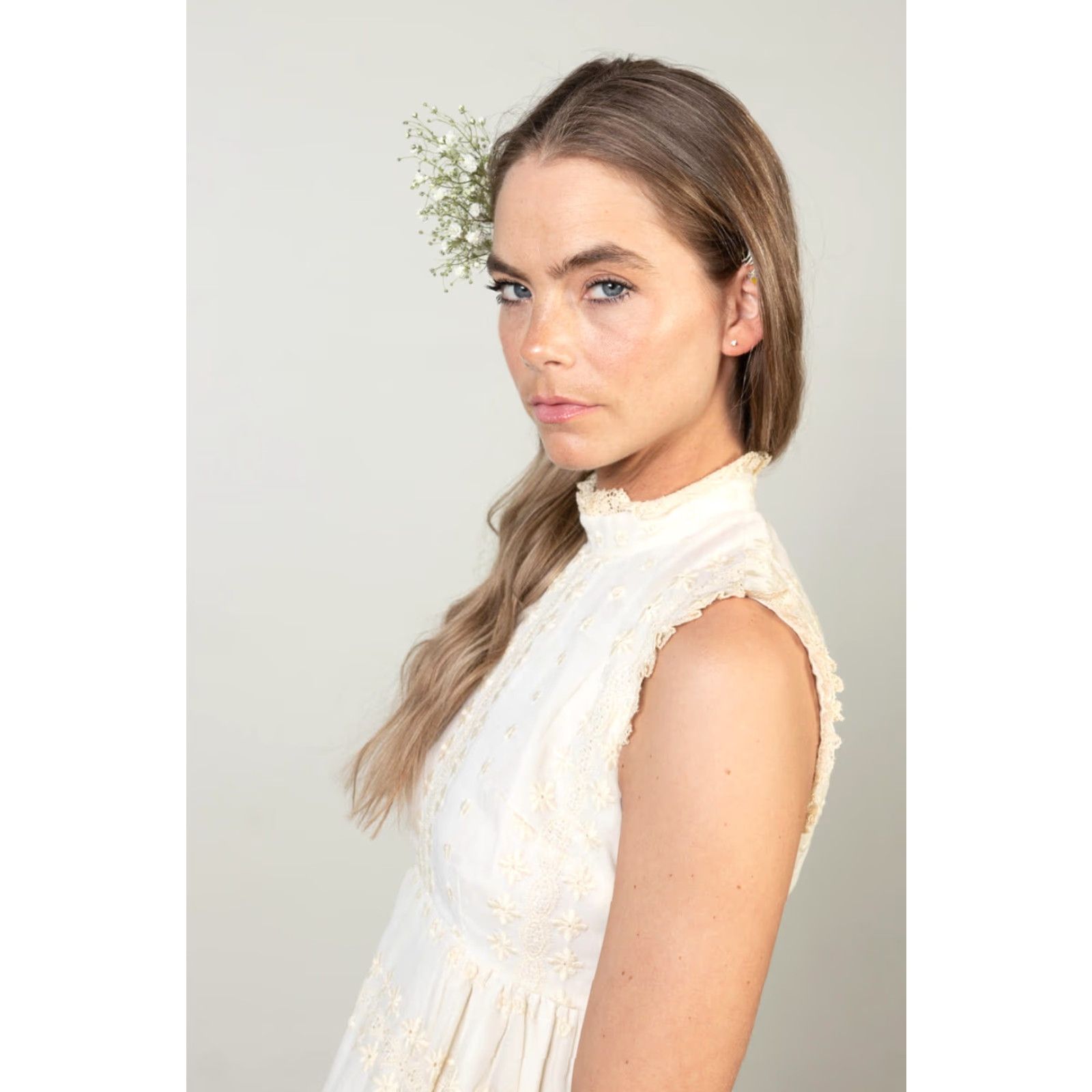 Vintage VINTAGE Couriers of California Sleeveless Prairie Dress 1970s White Medium Girls? Size M / US 6-8 / IT 42-44 - 2 Thumbnail