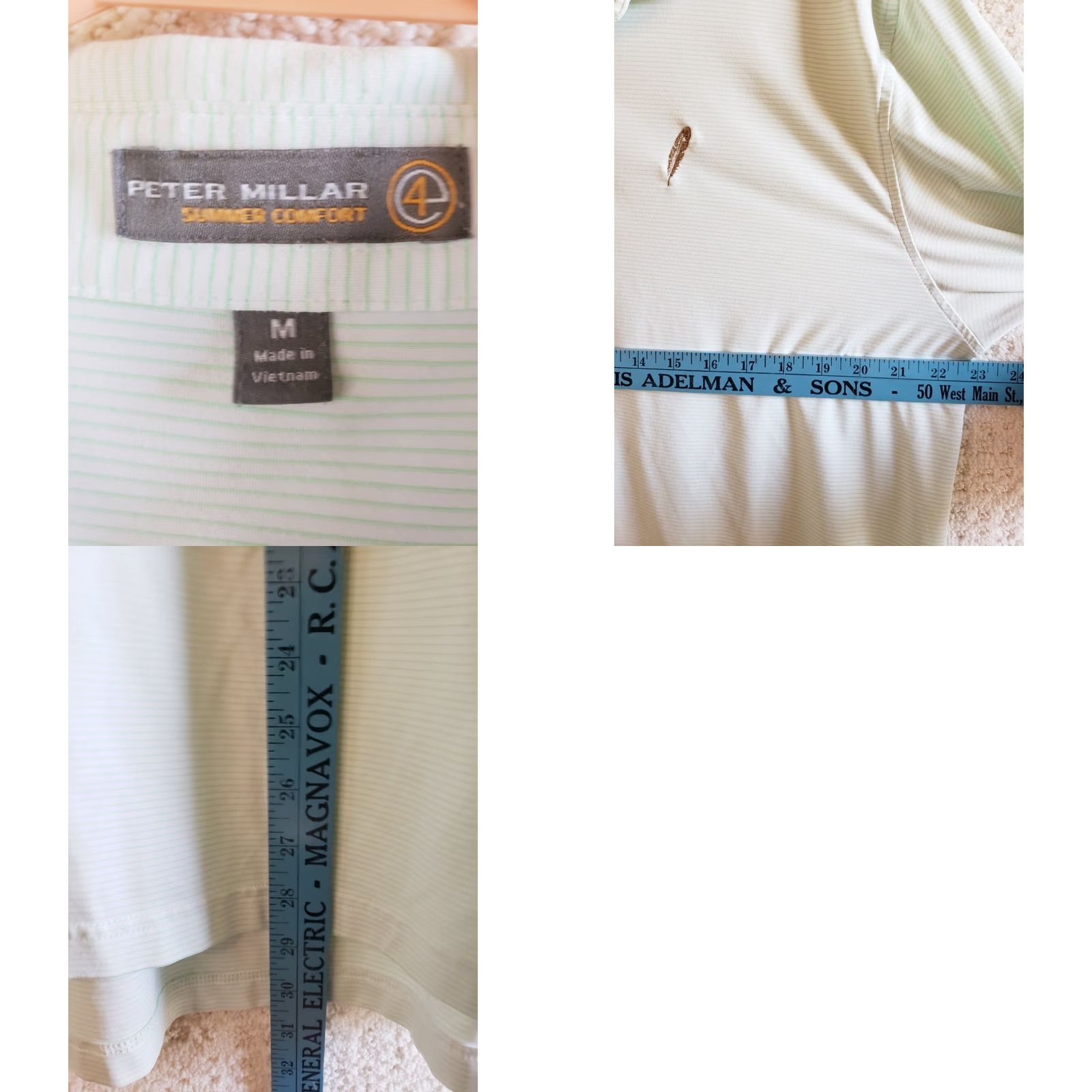 Peter Millar Peter Millar Summer Comfort Shirt Men's M Mint Striped Golf Wicking Polyester Shirt Size US M / EU 48-50 / 2 - 8 Thumbnail