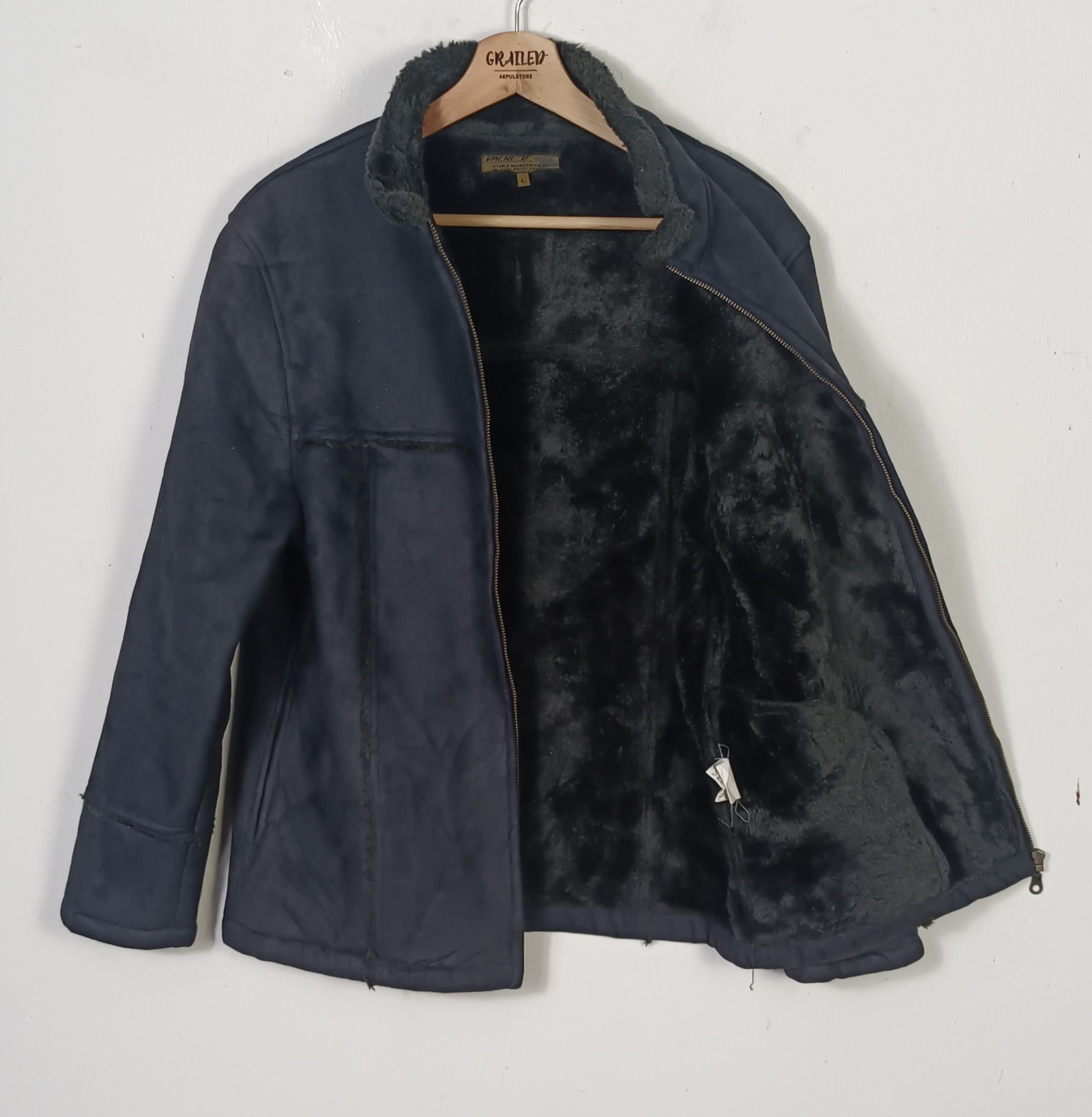 If Six Was Nine Vintage Vache Fur Arcylic Suede Black Jacket Size US M / EU 48-50 / 2 - 5 Thumbnail