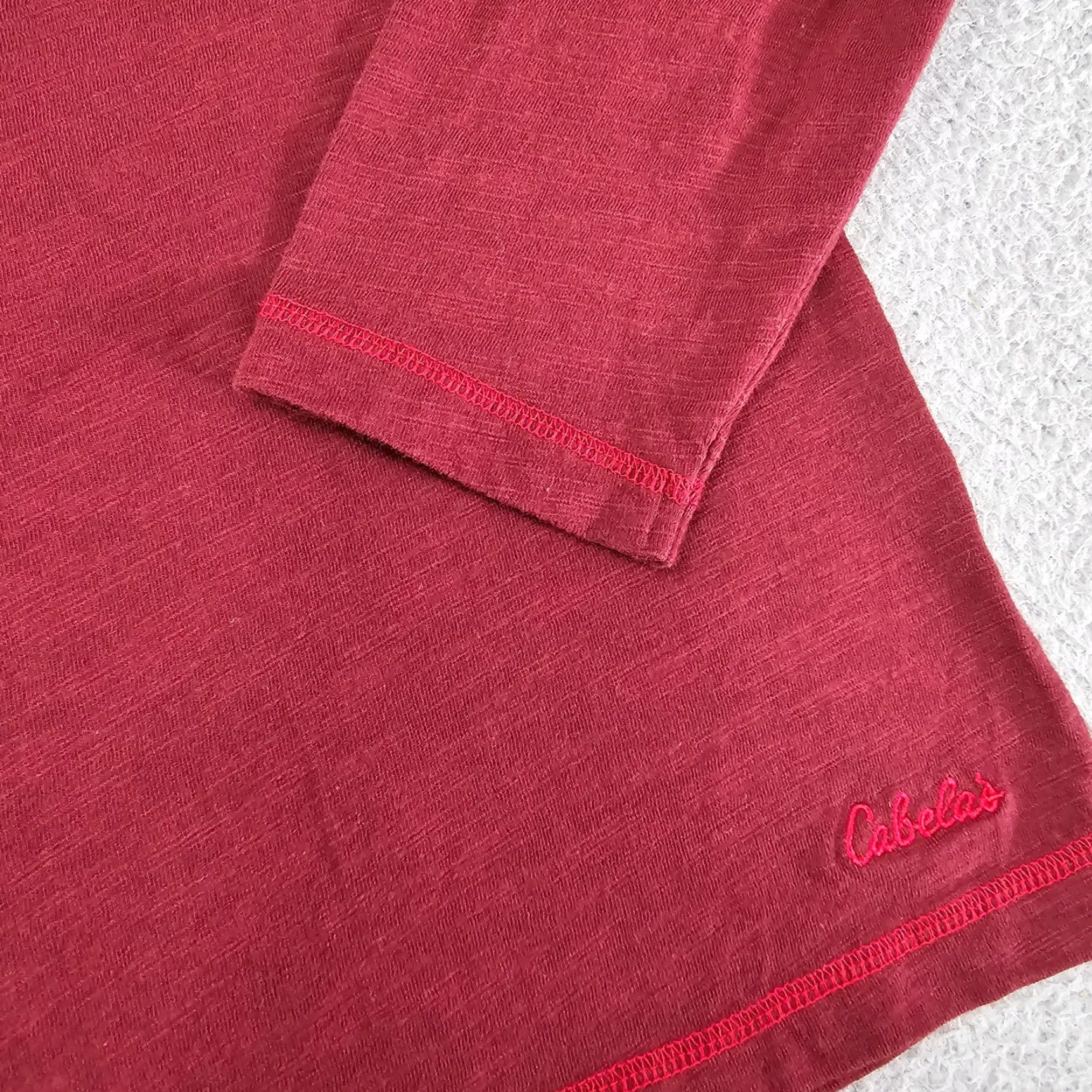 Vintage Cabela's Shirt Mens Large Red Henley Knit Long Sleeve Cotton Pullover Sweatshirt Size US L / EU 52-54 / 3 - 4 Thumbnail