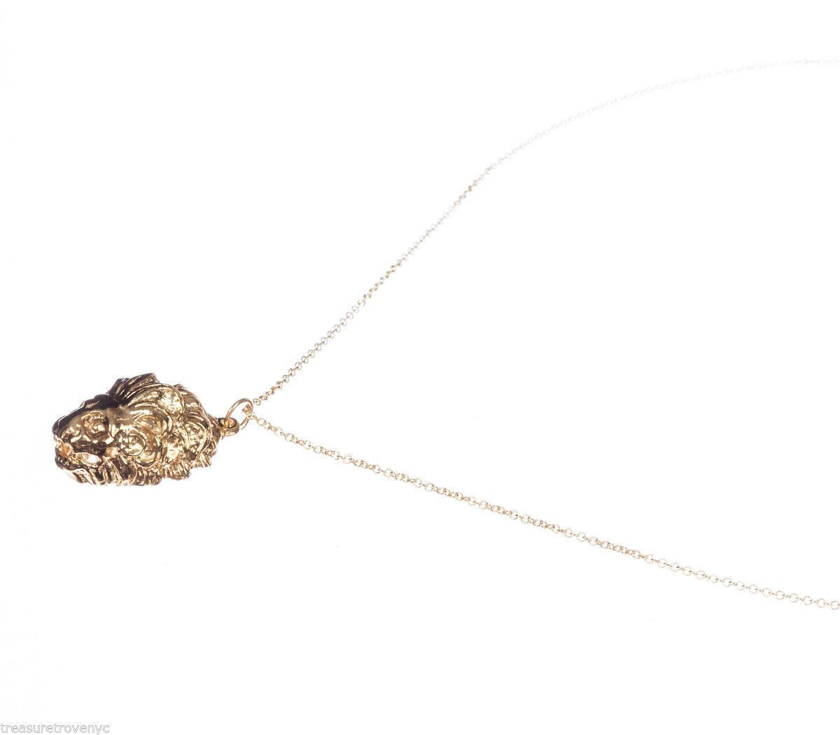 Designer 18 kt Gold Plated over Brass Etruscan Lion Pendant Necklace Size ONE SIZE - 2 Thumbnail