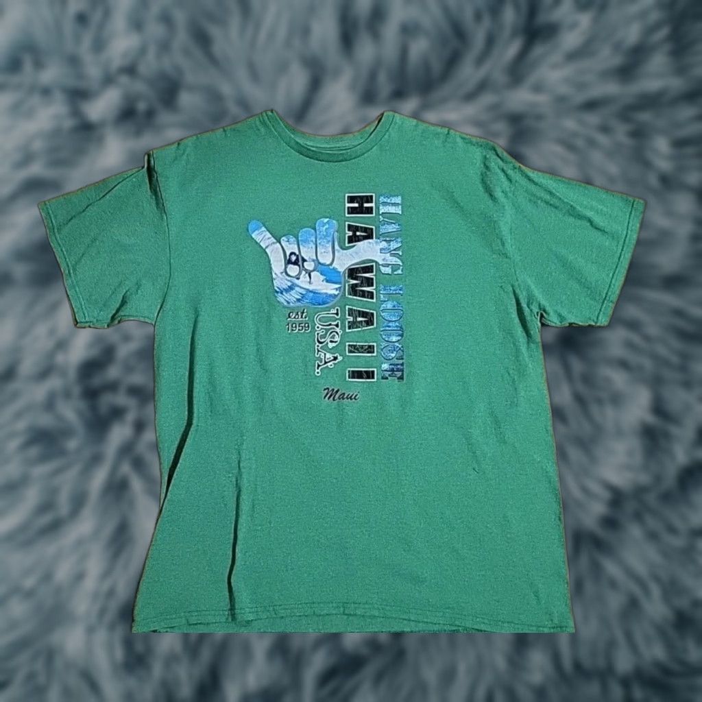 Vintage Hang Loose Hawaii shirt T-Shirt Men XL Green 50/50 Maui Surf Hawaii Maui 90s Concert Boys Mens Size US XL / EU 56 / 4 - 1 Thumbnail