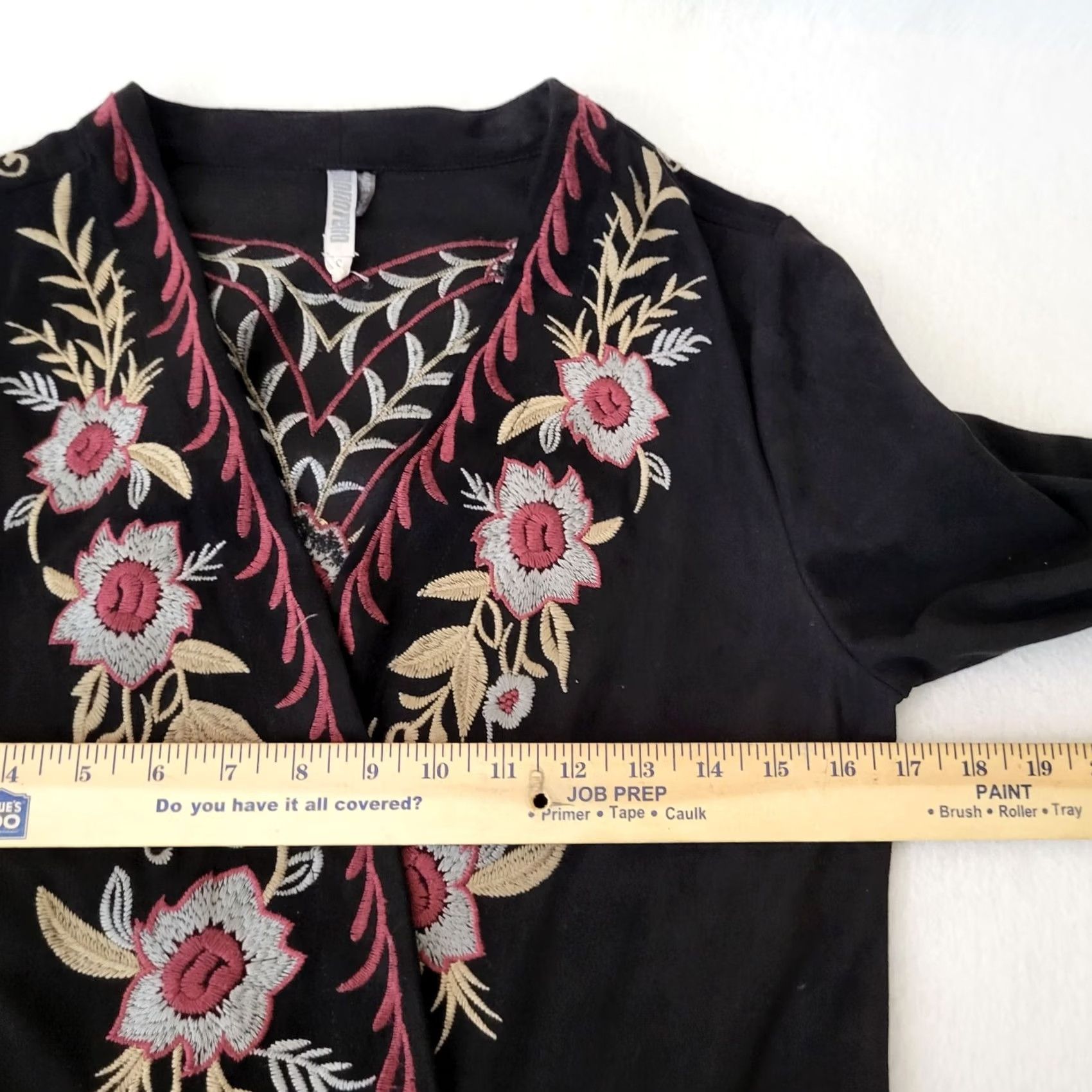 Vintage MONORENO Women Cardigan Open Front Floral Embroidered Black Sz S Knit Boho Long Sleeve Fall V-Neck Casual Size S / US 4 / IT 40 - 5 Thumbnail