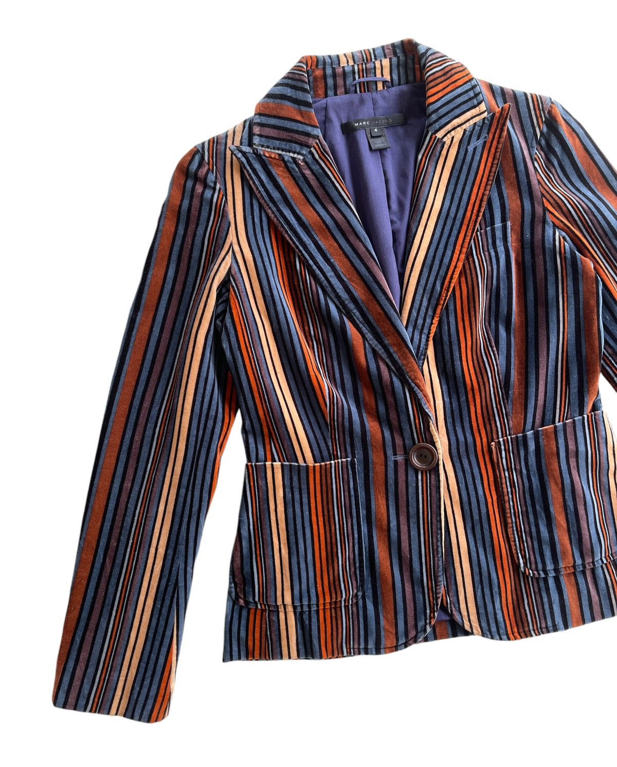 Marc Jacobs Marc Jacobs Rainbow Stripe Velvet Coat Size S / US 4 / IT 40 - 4 Thumbnail