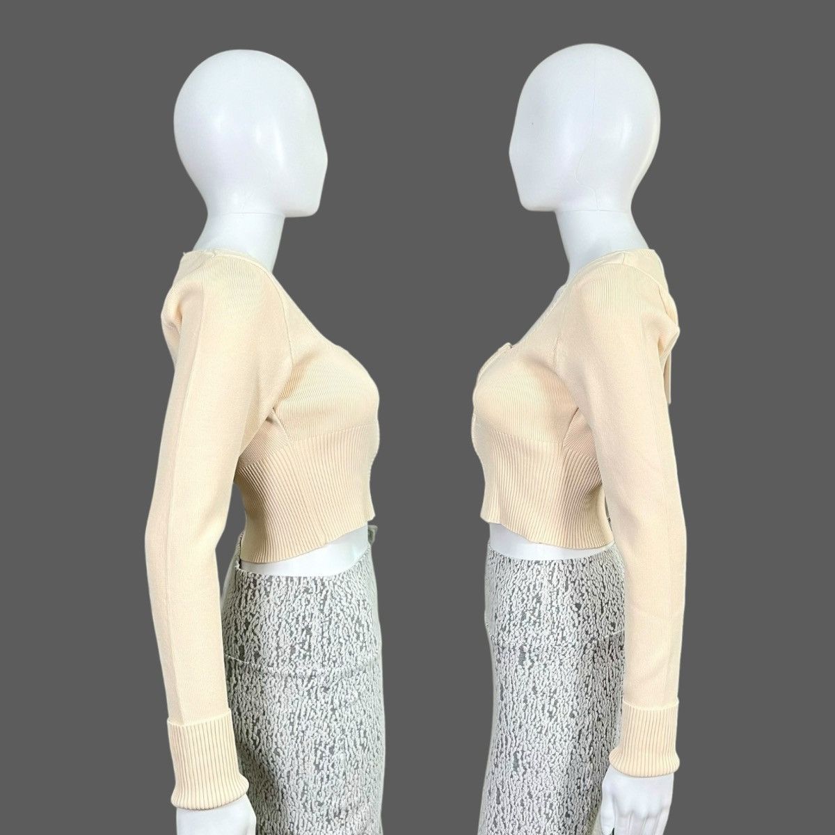Other Emory Park Long Sleeve Crop Top Beige Corset Closure Sz M Size M / US 6-8 / IT 42-44 - 5 Thumbnail