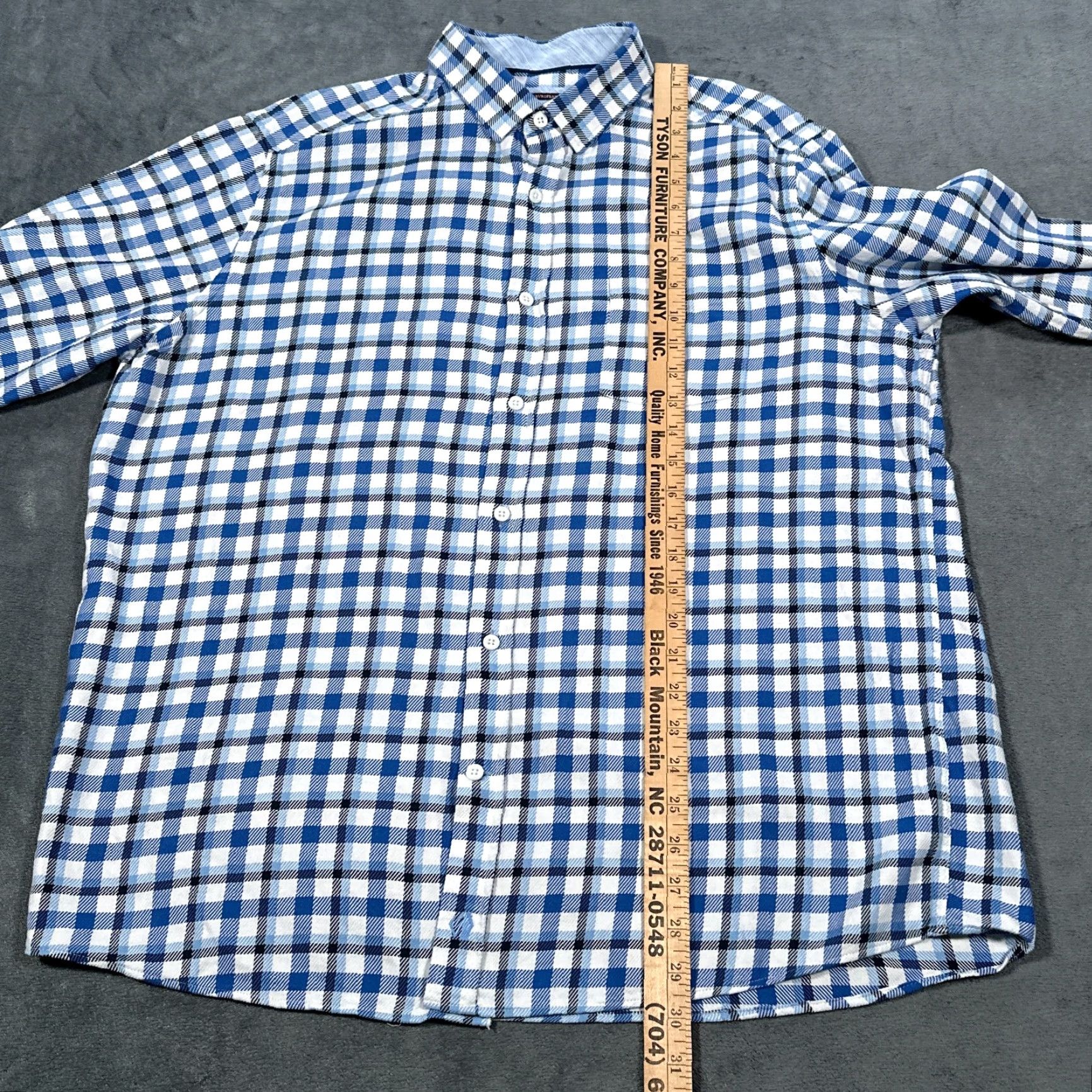 Johnston & Murphy Johnston & Murphy Button-Up Shirt Mens XL Blue White Gingham Check Cotton Twill Classic Casual Size US XL / EU 56 / 4 - 6 Thumbnail