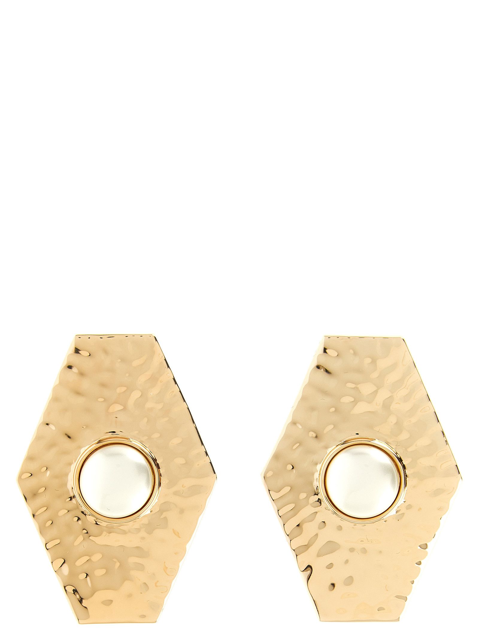 Self-Portrait 'Large Hammered Gold Pearl' earrings Size ONE SIZE - 1 Thumbnail
