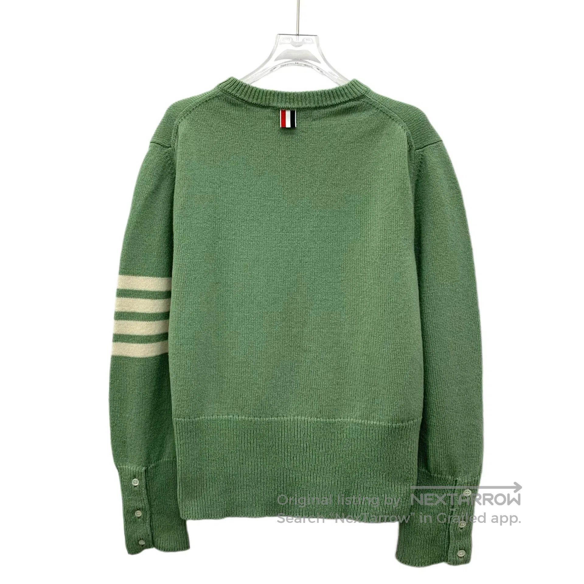 Thom Browne Thom Browne Green Classic Stripe Wool Round Neck Long Slee Size US M / EU 48-50 / 2 - 2 Thumbnail
