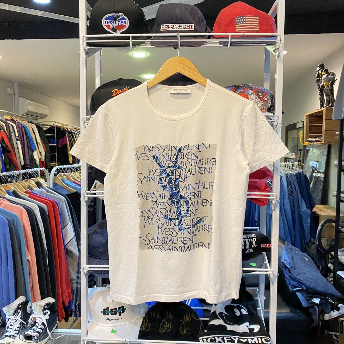 Yves Saint Laurent Yves Saint Lauren Rive Gauche Big Logo Cotton T-Shirt Size US M / EU 48-50 / 2 - 1 Thumbnail