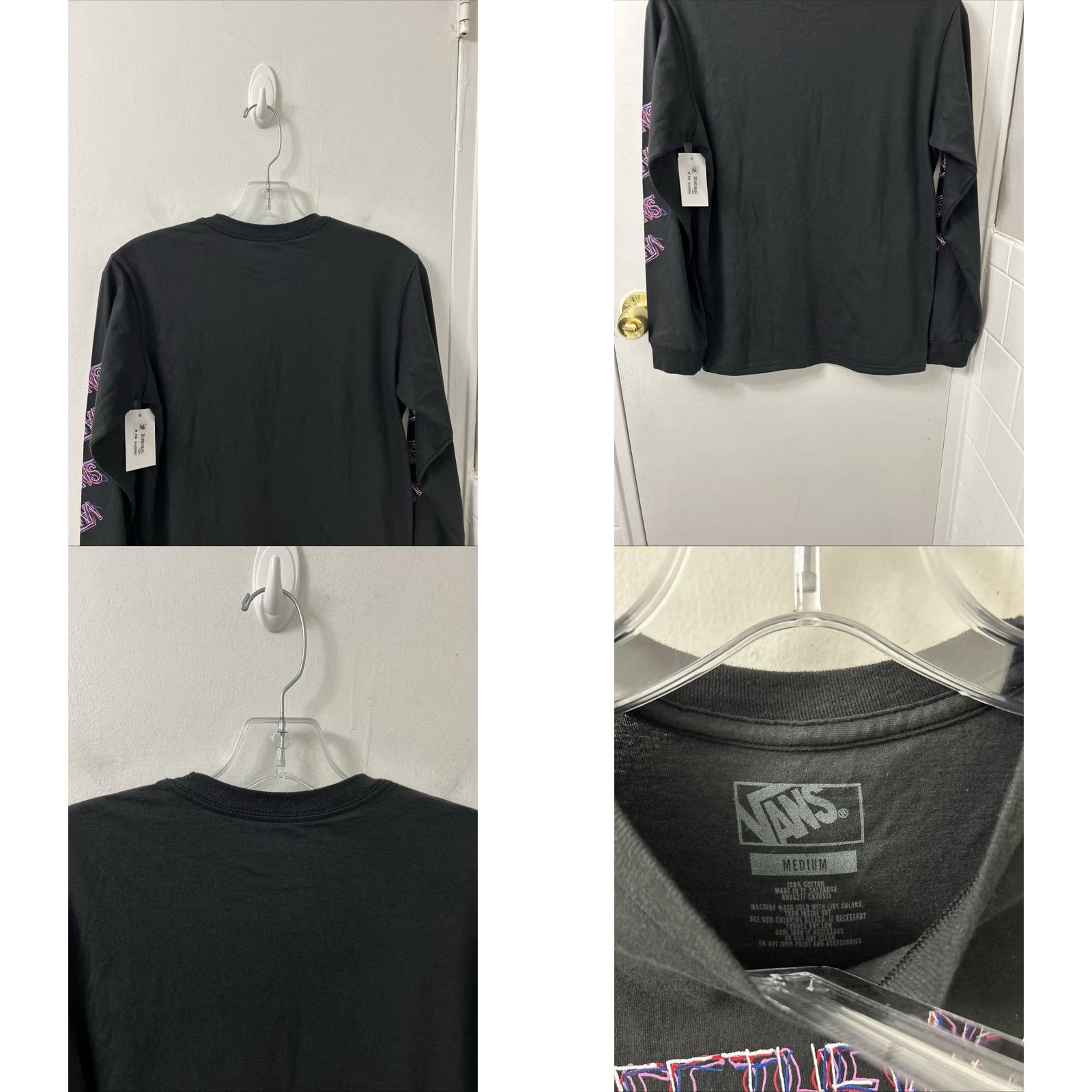 Vans Vans Off The Wall Shirt Womens Medium Black Pink Blue Long Sleeve NWT Crew Neck Graphic Size M / US 6-8 / IT 42-44 - 8 Thumbnail