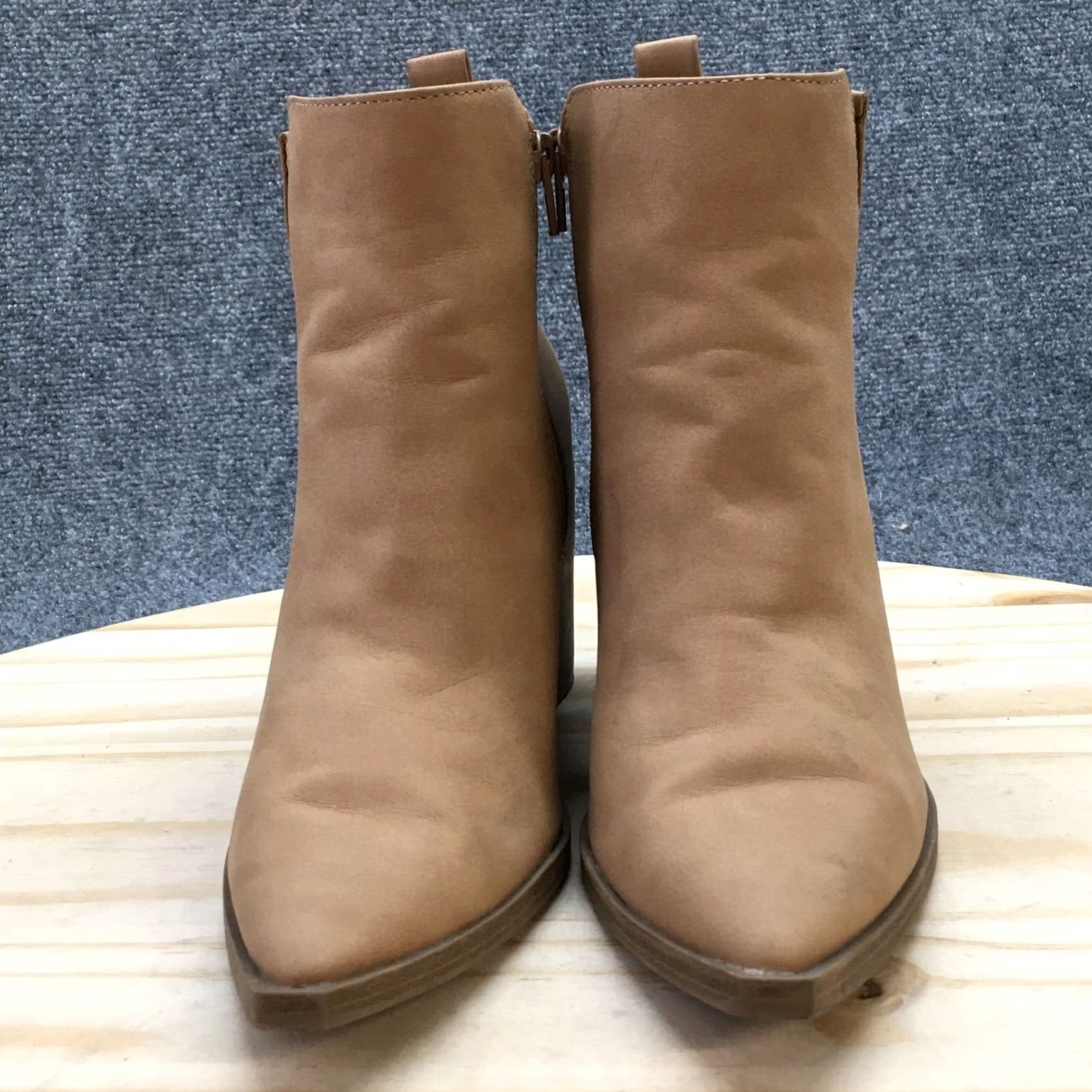 Vintage Universal Thread Boots Womens 6.5 Ankle Bootie Brown Faux Leather Block Casual Size US 7 / IT 37 - 5 Thumbnail