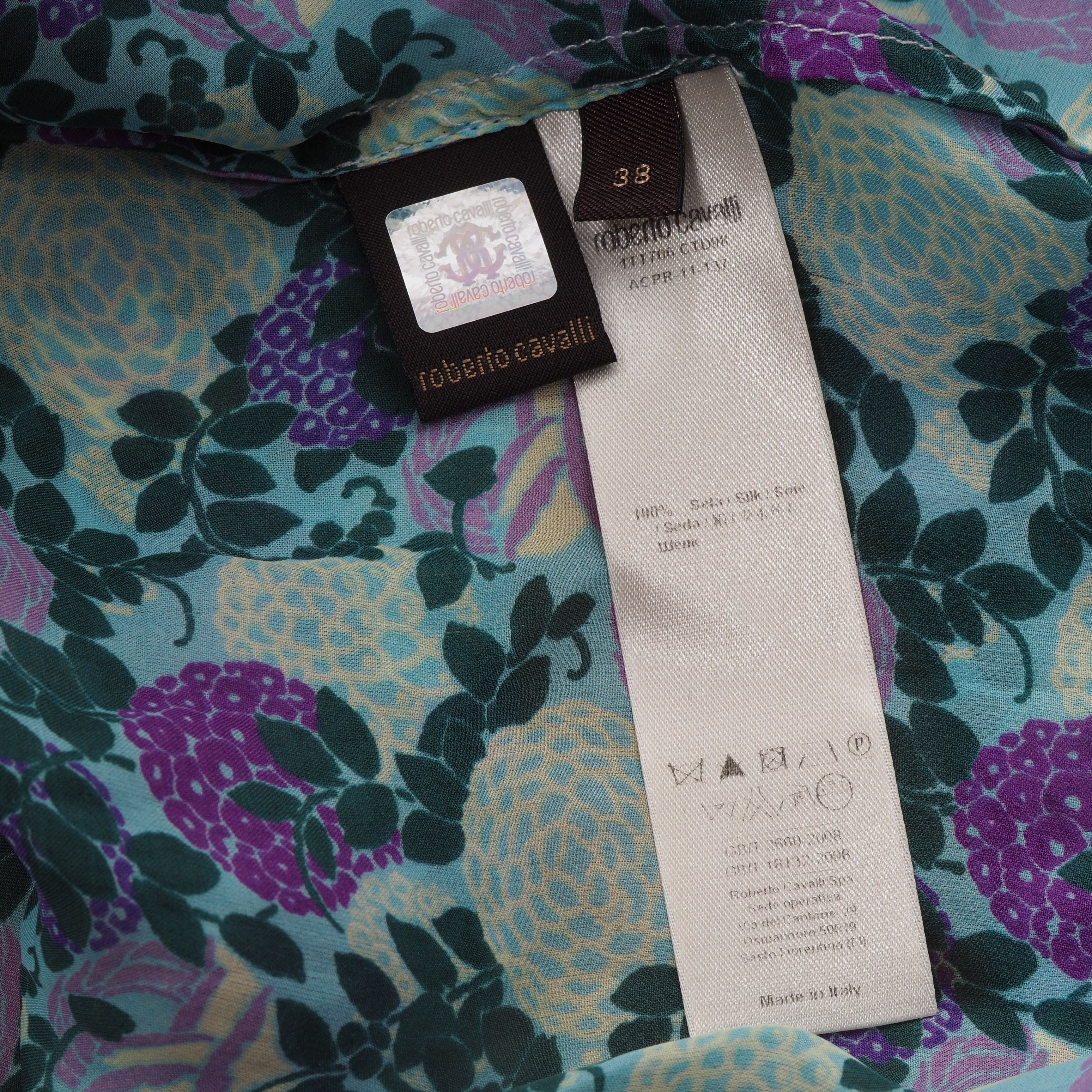 Roberto Cavalli Roberto Cavalli Off Shoulders Multicolor Floral Silk Blouse Size XS / US 0-2 / IT 36-38 - 8 Thumbnail