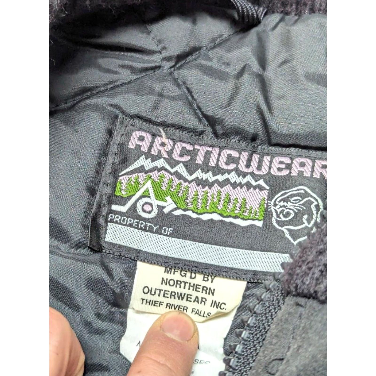 Vintage VINTAGE Arctic Cat Jacket, Bomber, Satin, Poly/Cotton, Insulated, Black Green, XL, Men, 1970s, snowmobile coat Size US XL / EU 56 / 4 - 7 Thumbnail